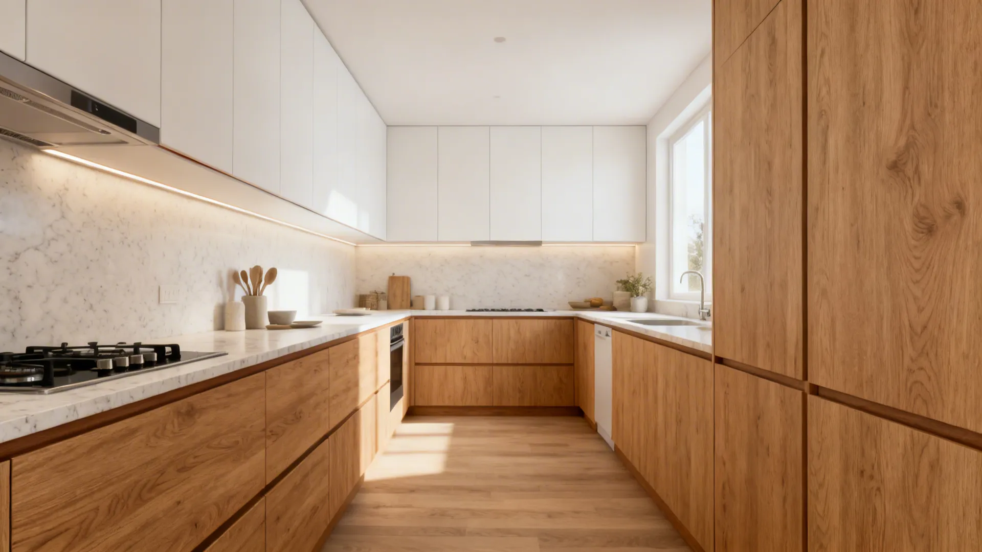 Wood accents for warmth, not bulk