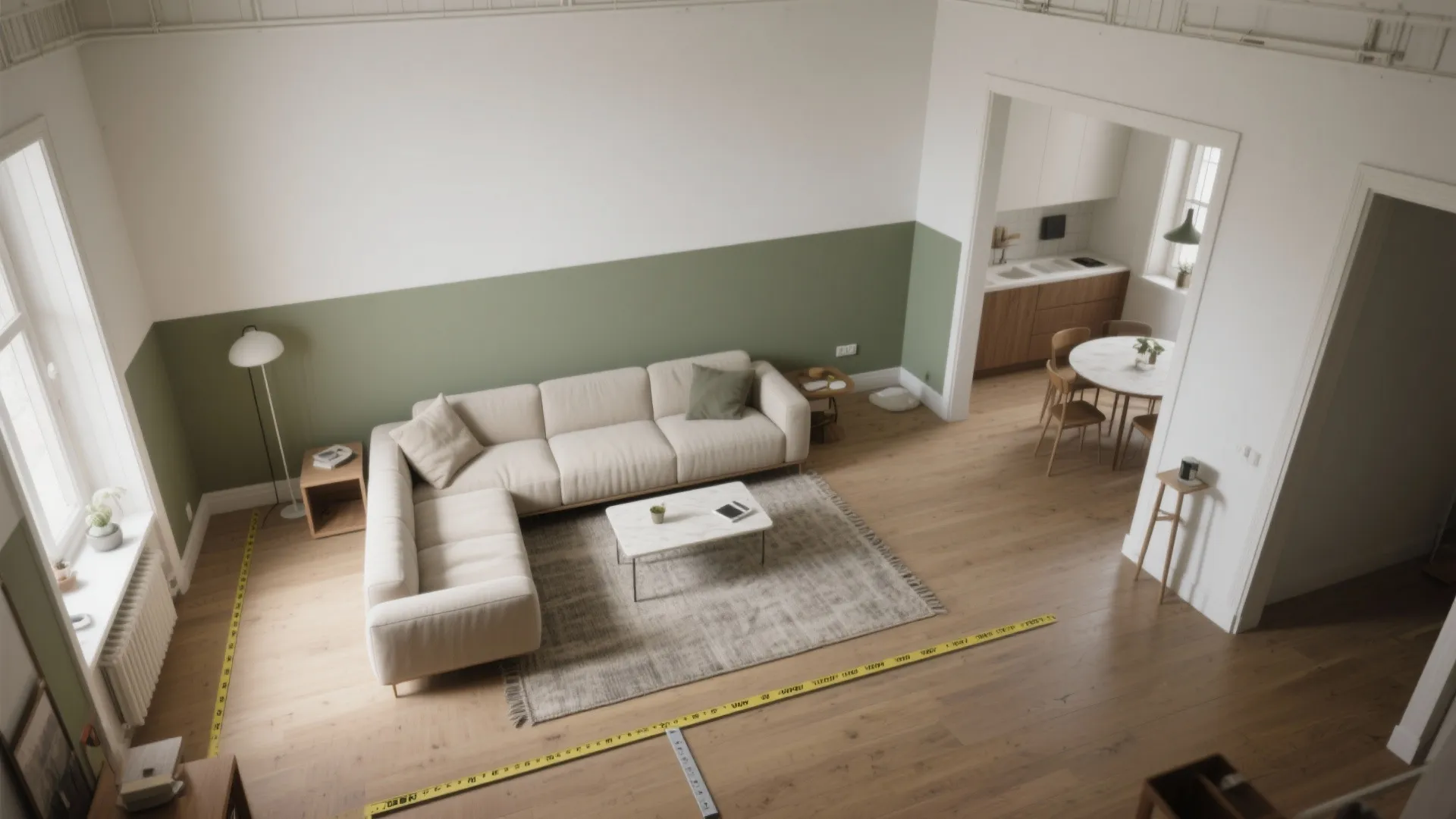 Two-Tone Color Blocking (to Zone Functions in Open Plans)