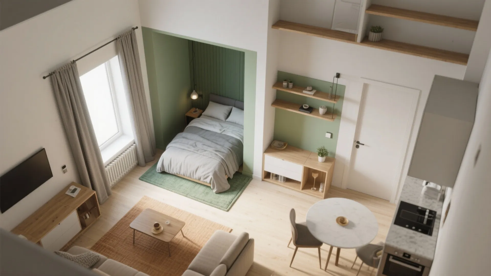 Two-Tone Zoning for Studios and Open Plans