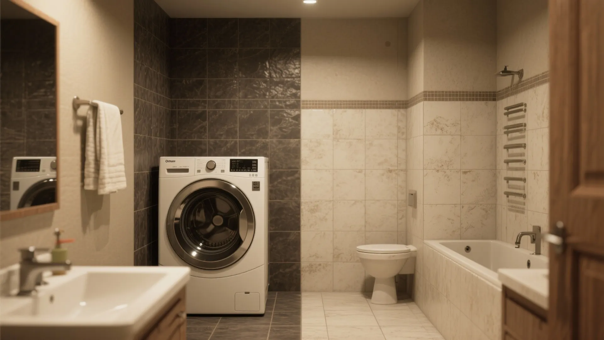 5. Two-Tone Zoning with Textured Tiles