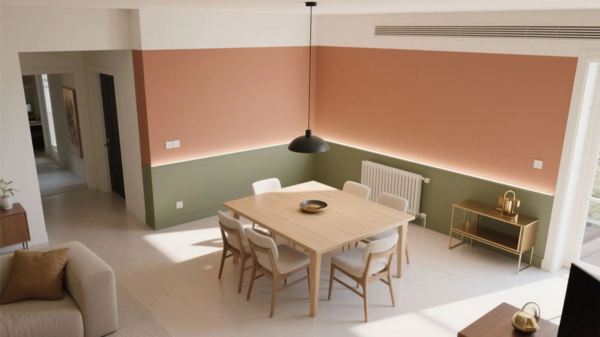 Two-Tone Palette for Open-Plan Dining