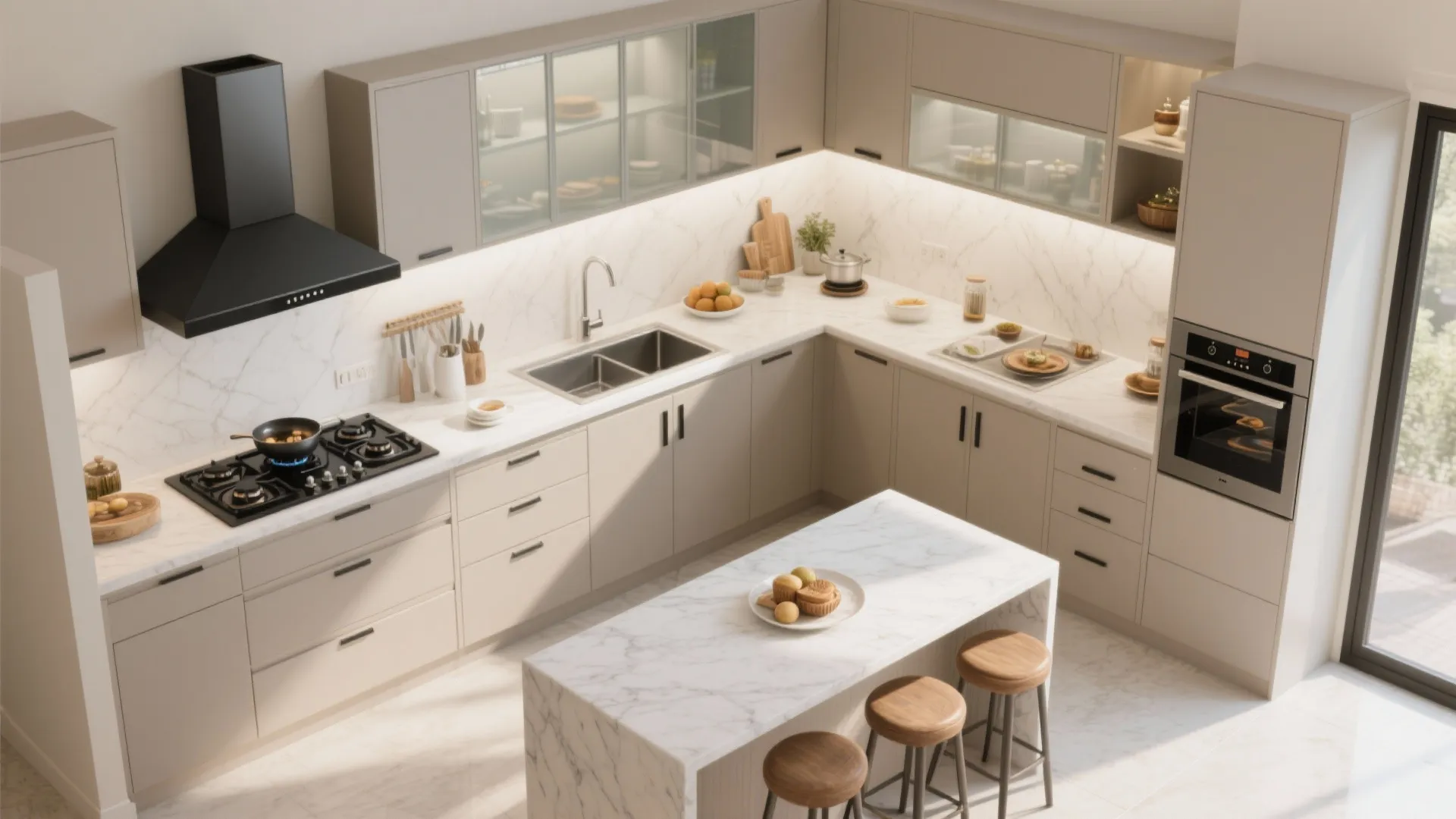 2) A two-zone Indian kitchen that breathes (and cleans) better