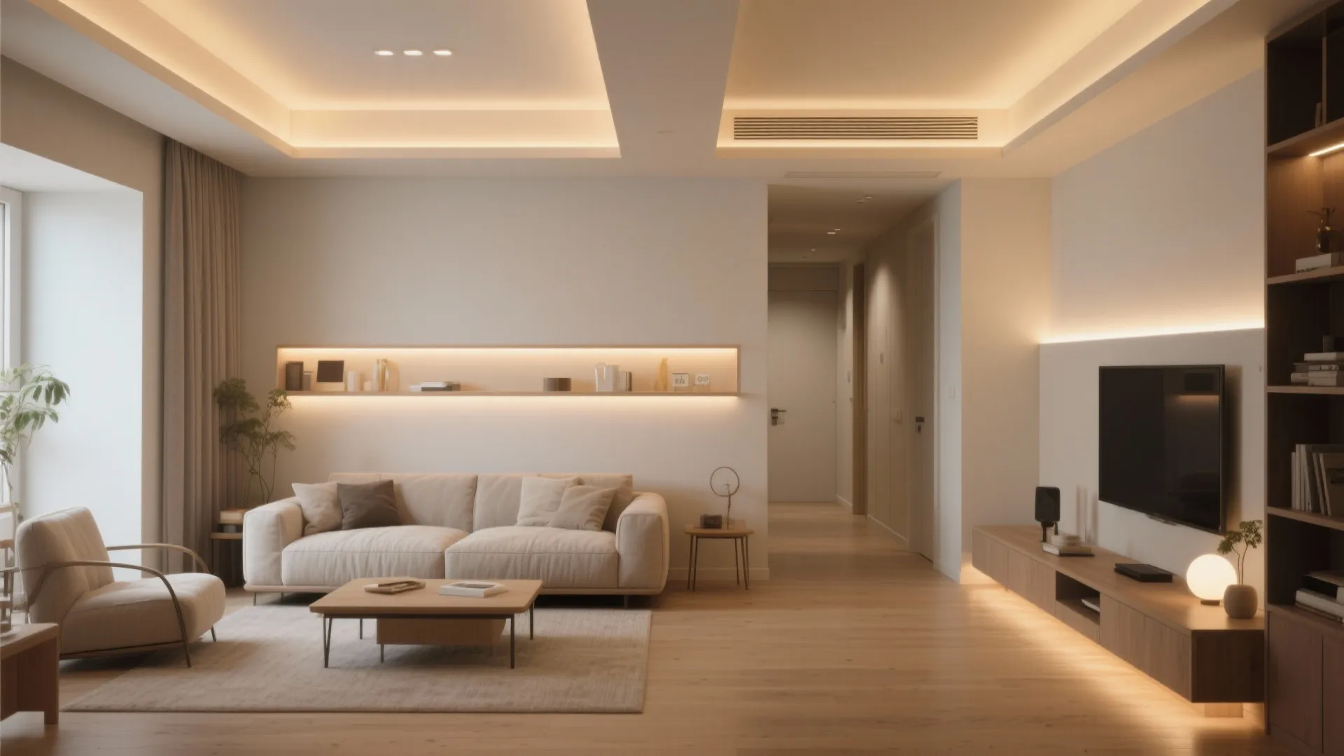 Two-Zone POP Ceiling for Seating and Passage