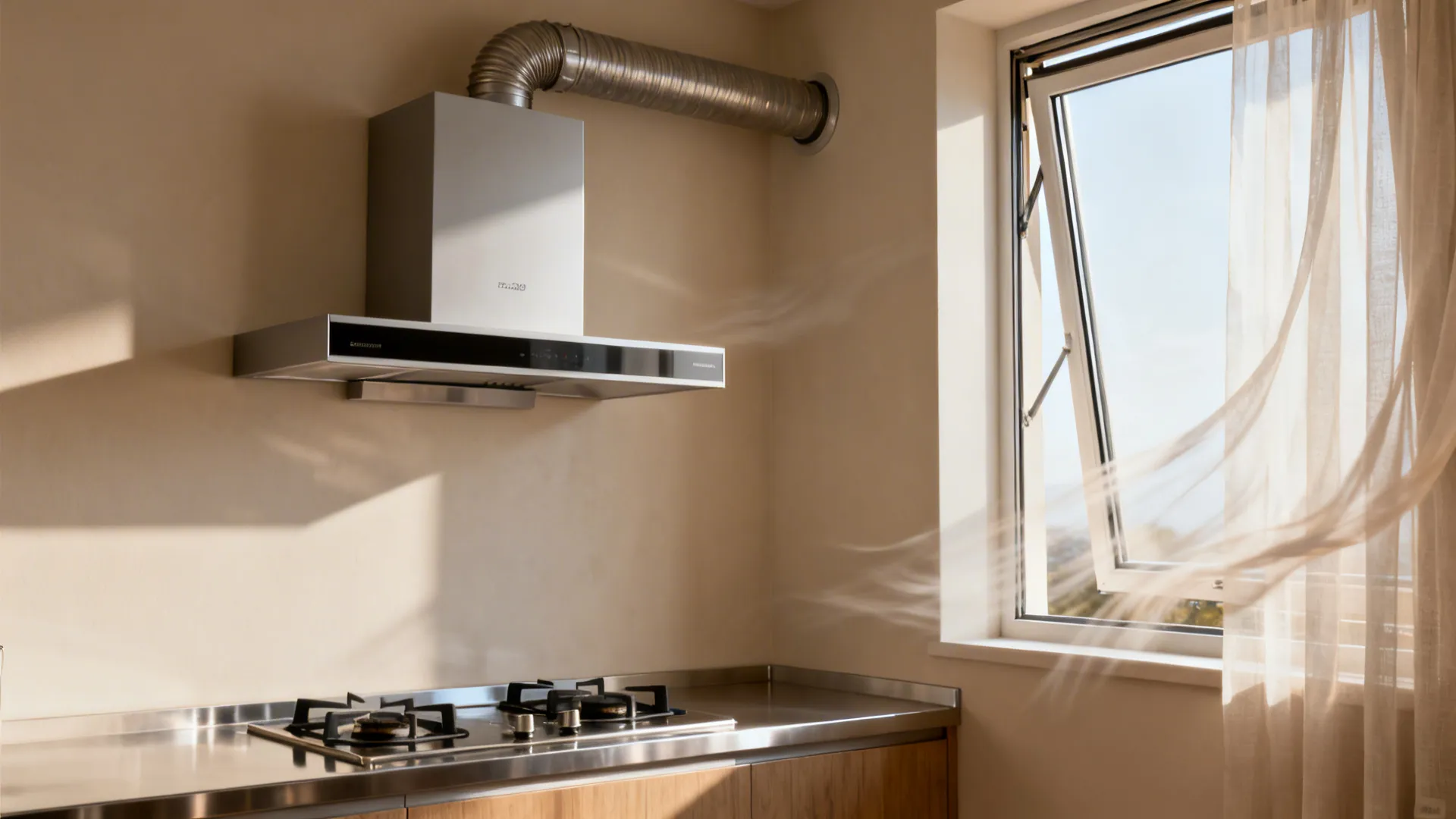 Two-zone ventilation: hood + cross-breeze