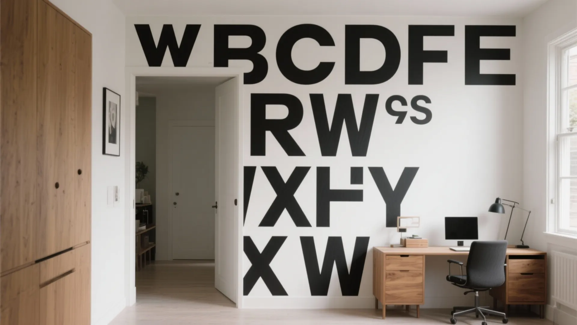 Typographic Black-and-White Mural