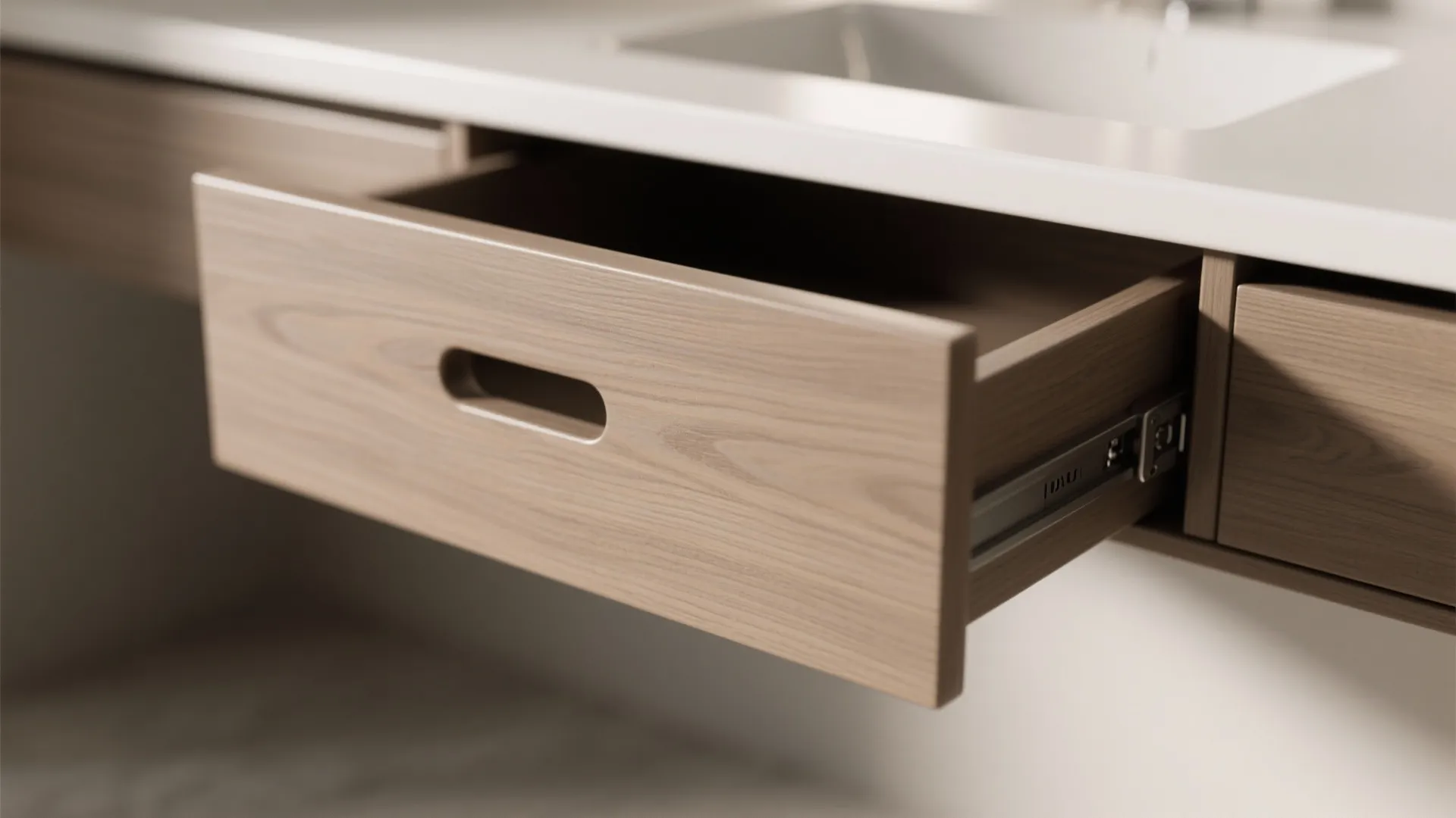 Compact vanity + wall-hung toilet for legroom