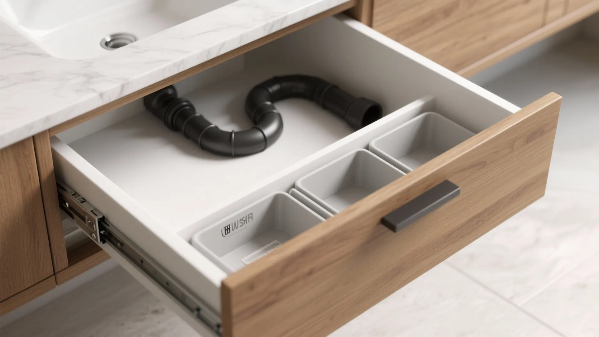 Minimalist Floating Vanity with Integrated Storage