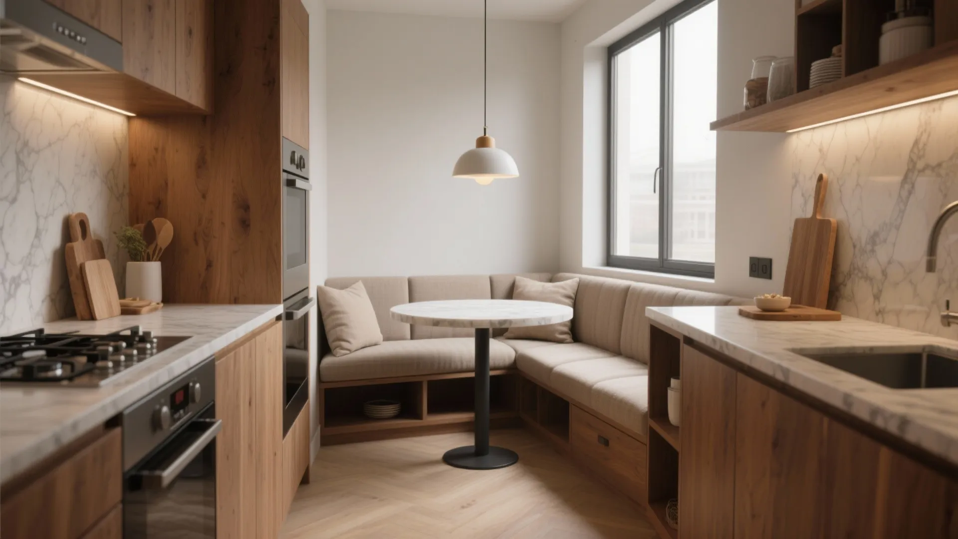 5. U-shape with Banquette Nook