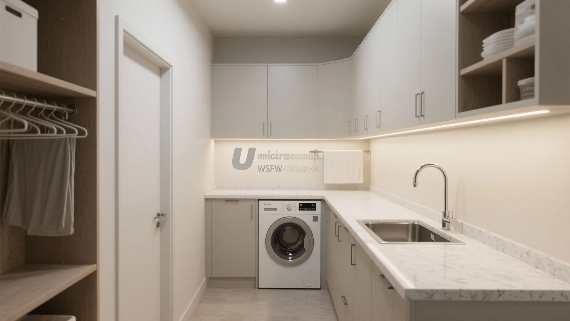 U-Shaped Micro Laundry With Corner Sink