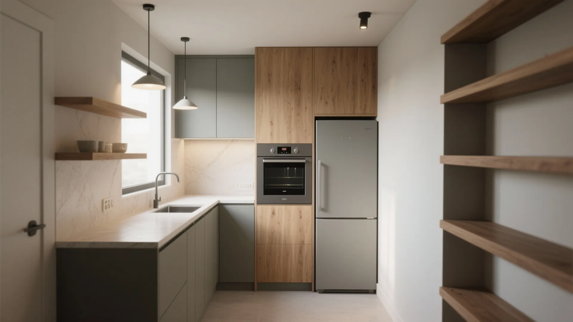 5. U-Shaped Mini Kitchen (6–9 ft overall / 1.8–2.7 m)