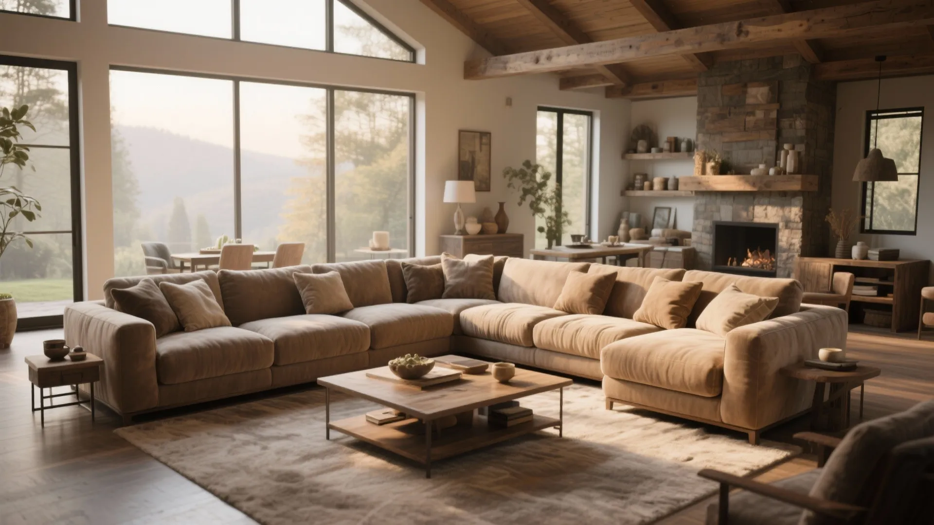 Large U-shaped sectional creating a social seating arrangement