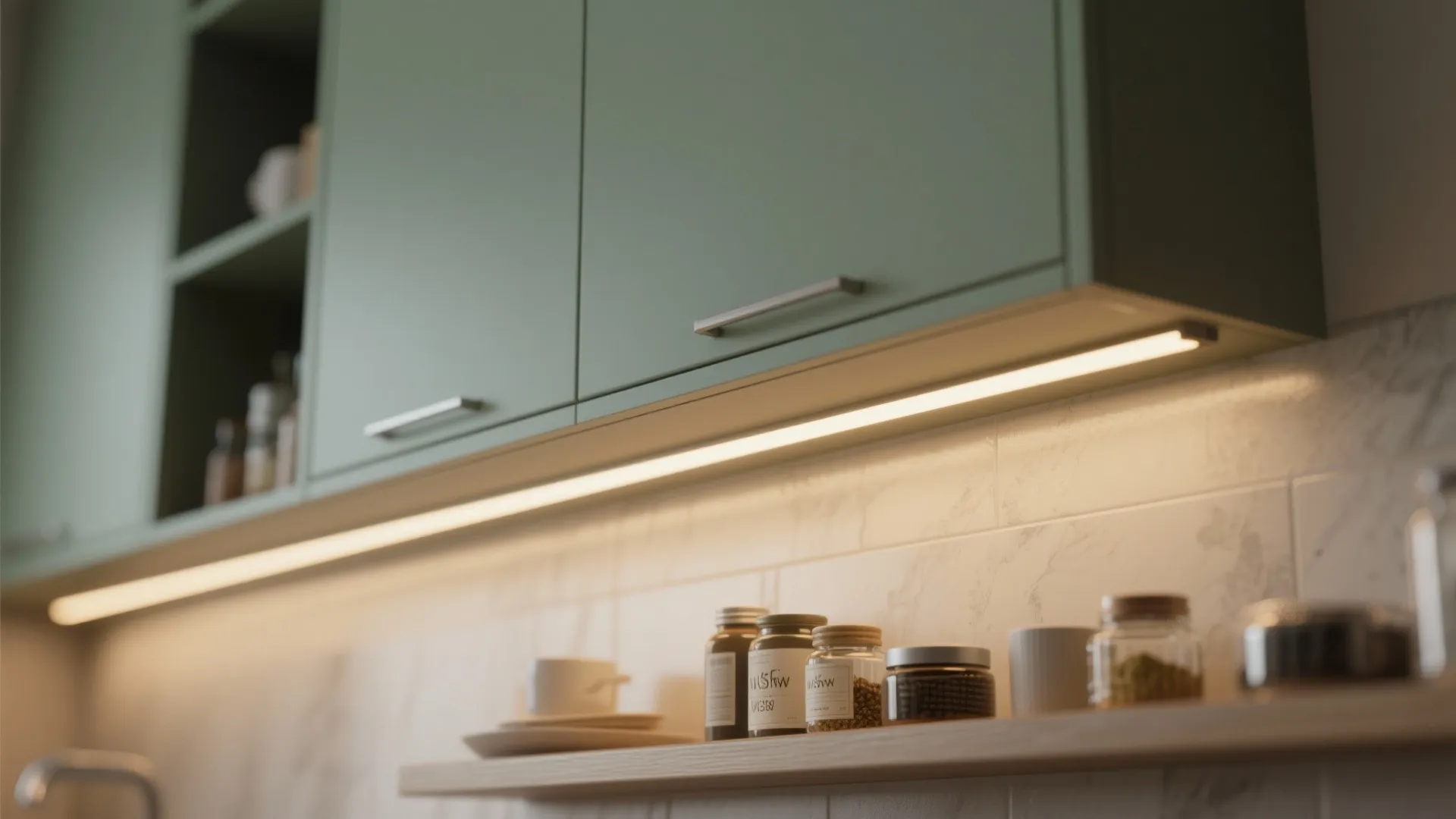 Idea 2: Under-cabinet and shelf lighting that points forward