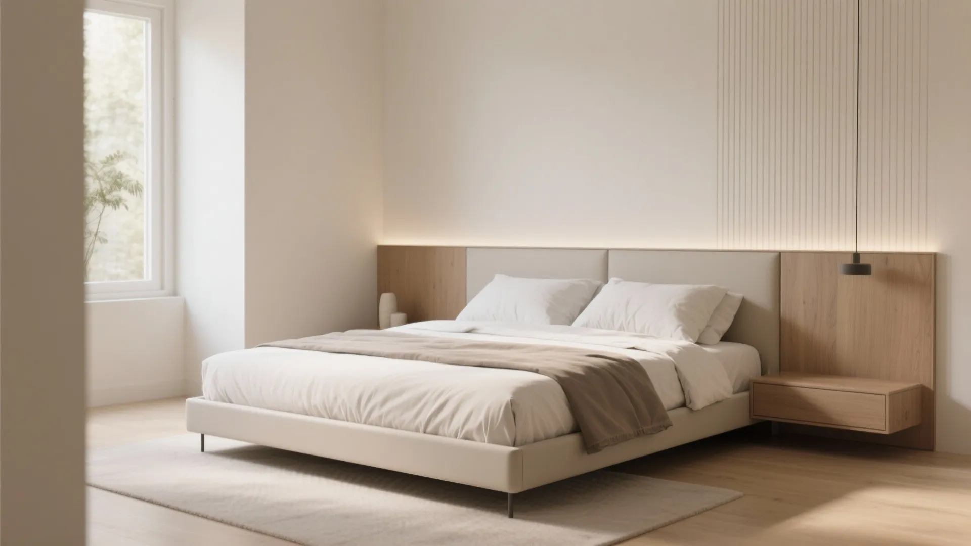 Ultra-slim bed frame and headboard