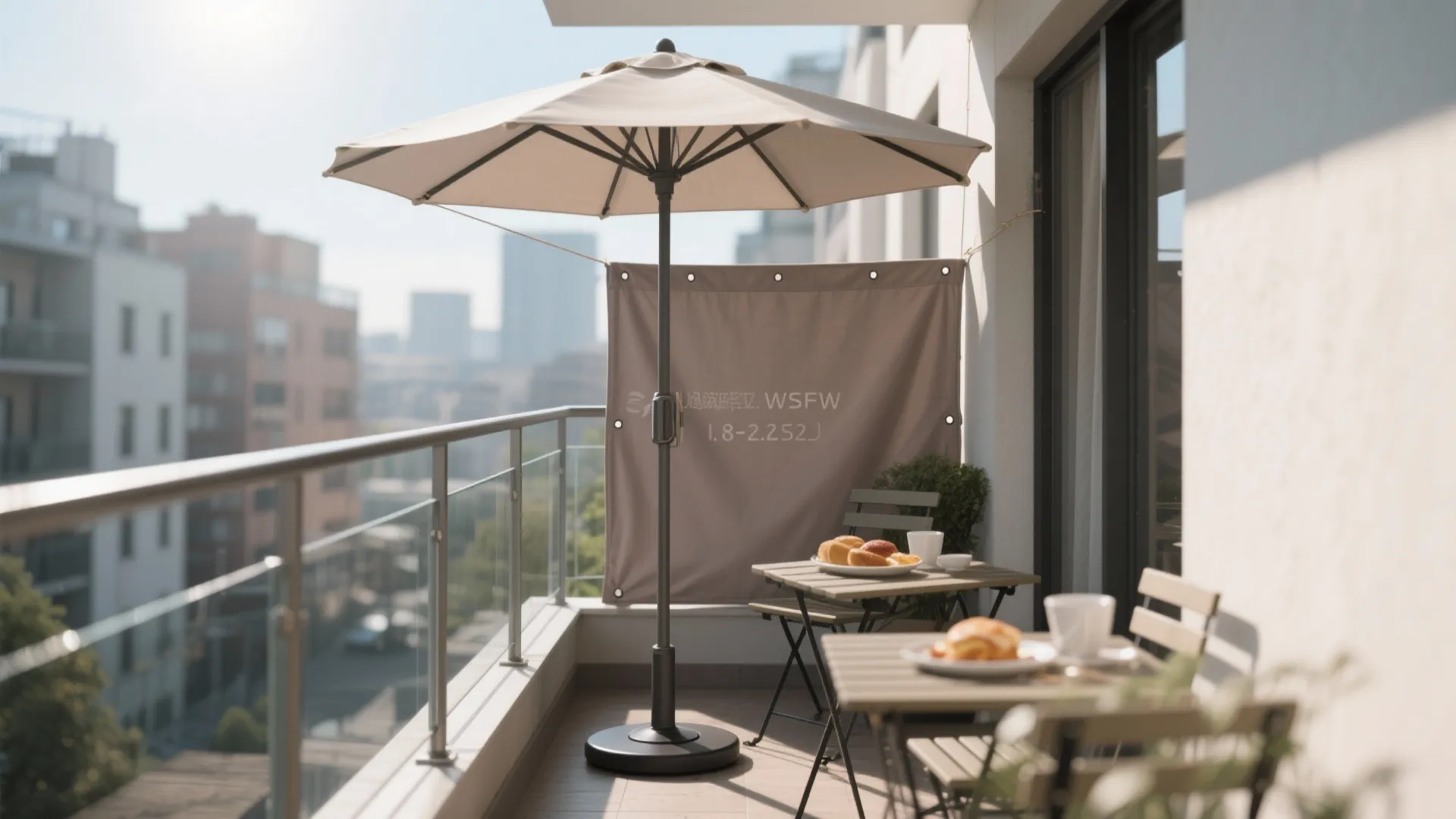 Umbrella + side panel combo for all-angle sun