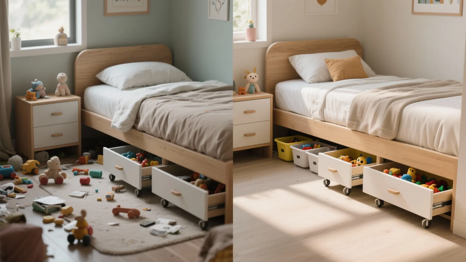 3. Hidden becomes hero: under-bed drawers and stair storage