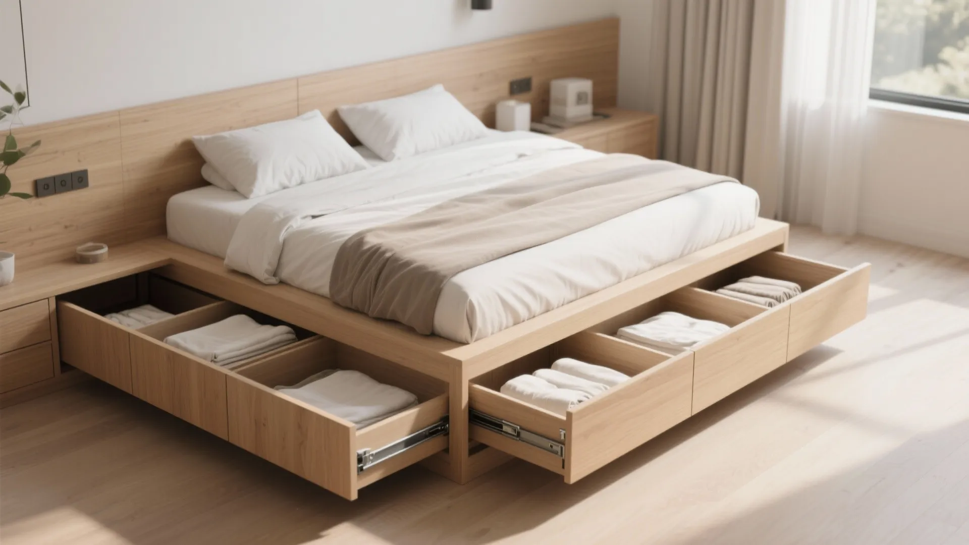 1. Deep Under-Bed Drawers with Cabinet Faces