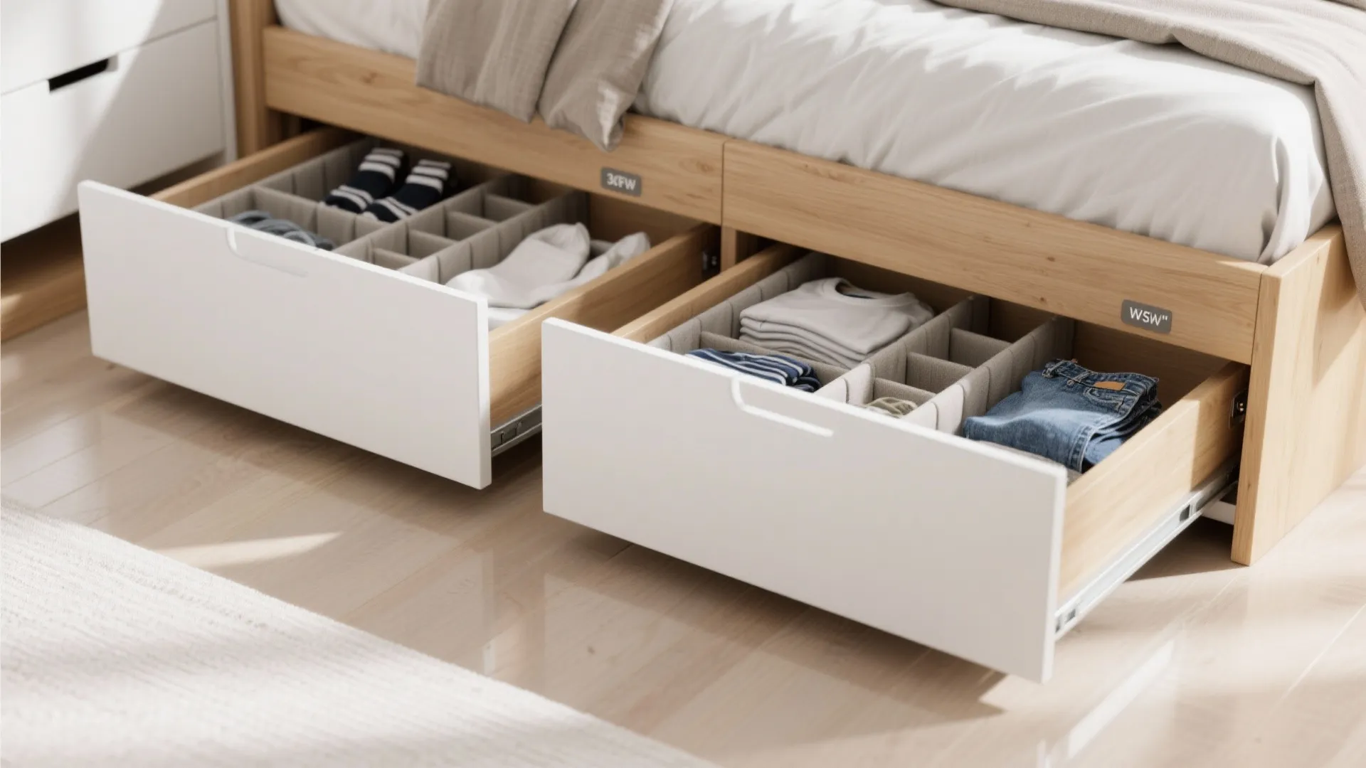 3) Drawer-Under-Bed System as a “Hidden Dresser”