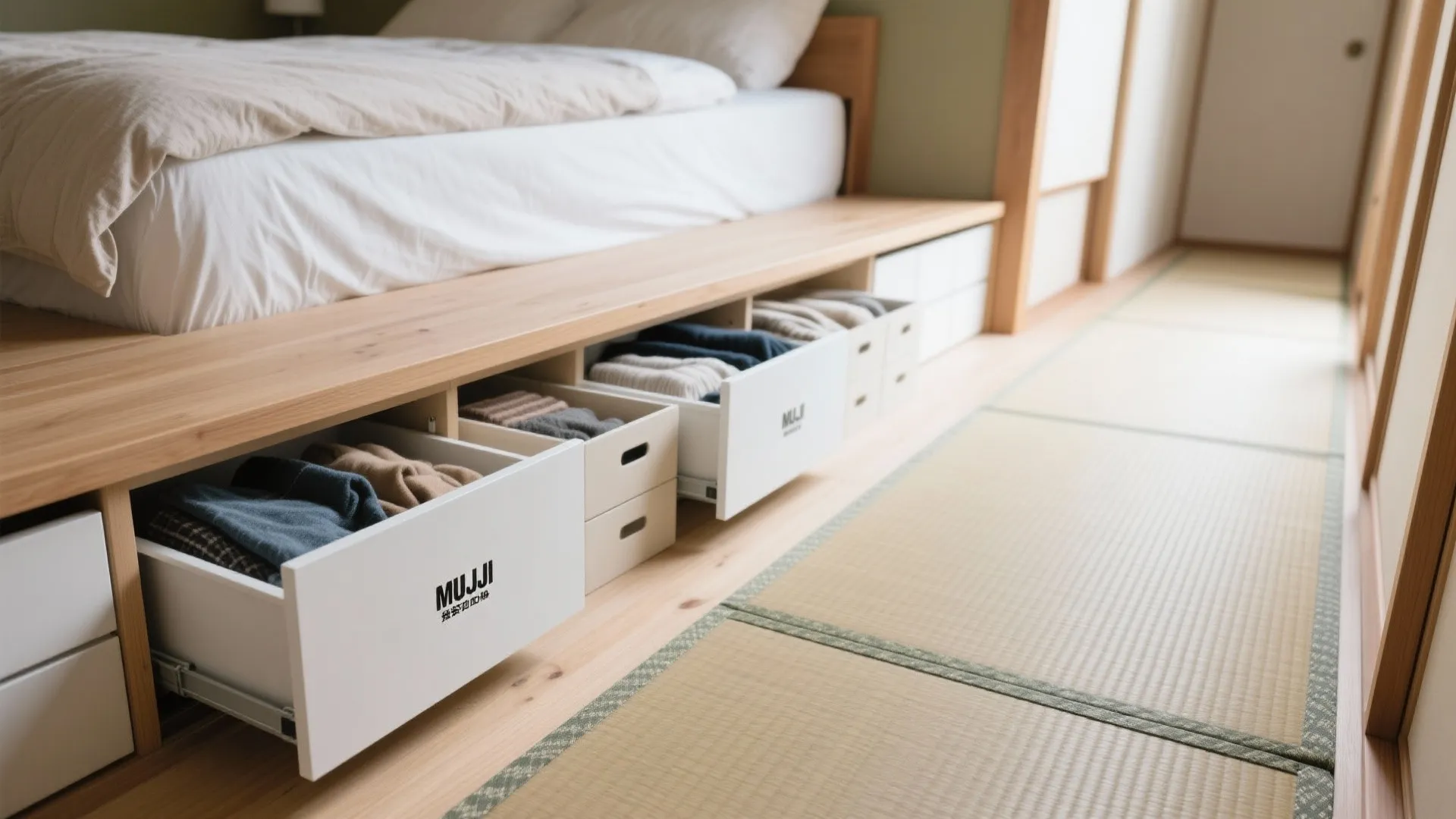Tips 2: ベッド下を“引き出し”に変える収納技巧（収納技巧×日式風格）