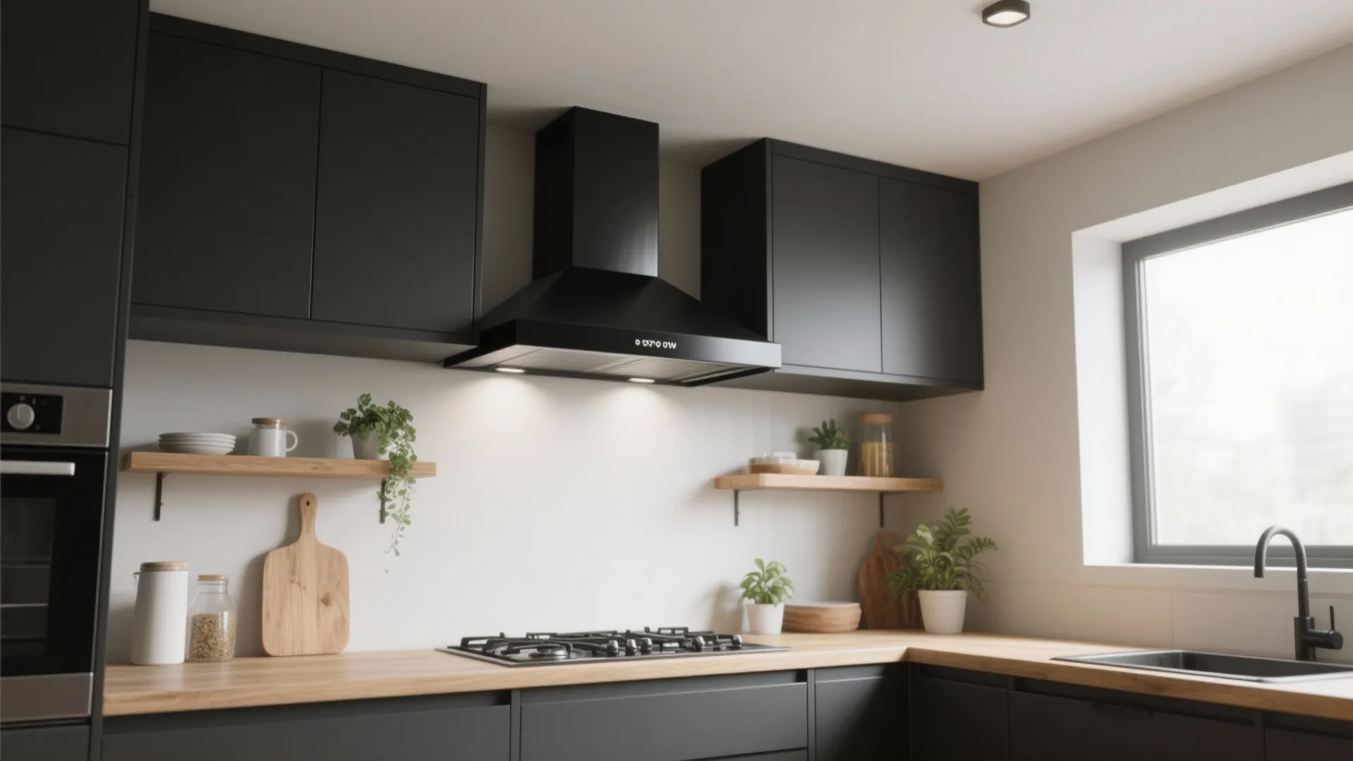3. Matte Black Under-Cabinet Hood for Tight Spaces