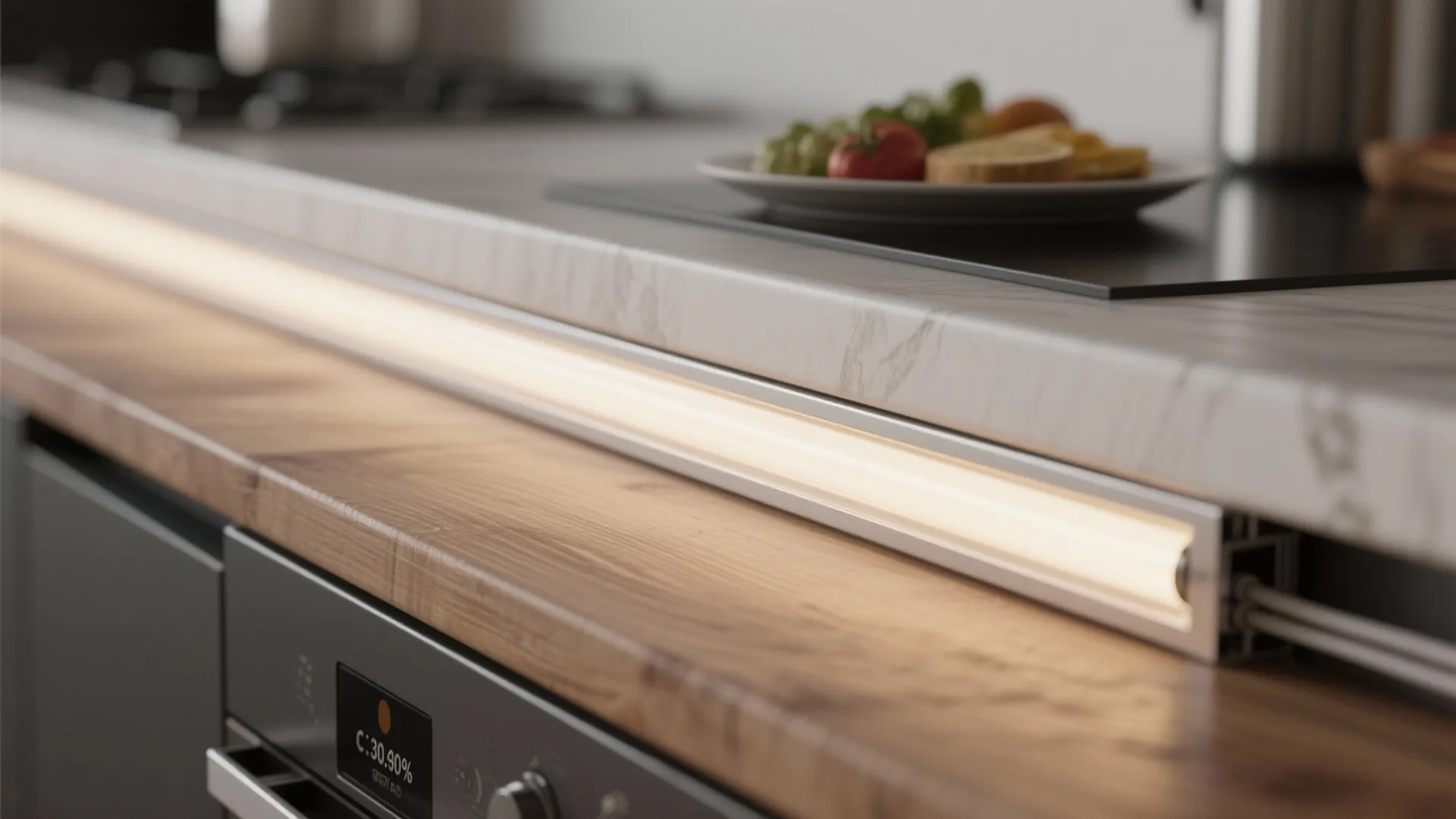 Under-cabinet LED strips for clear task light