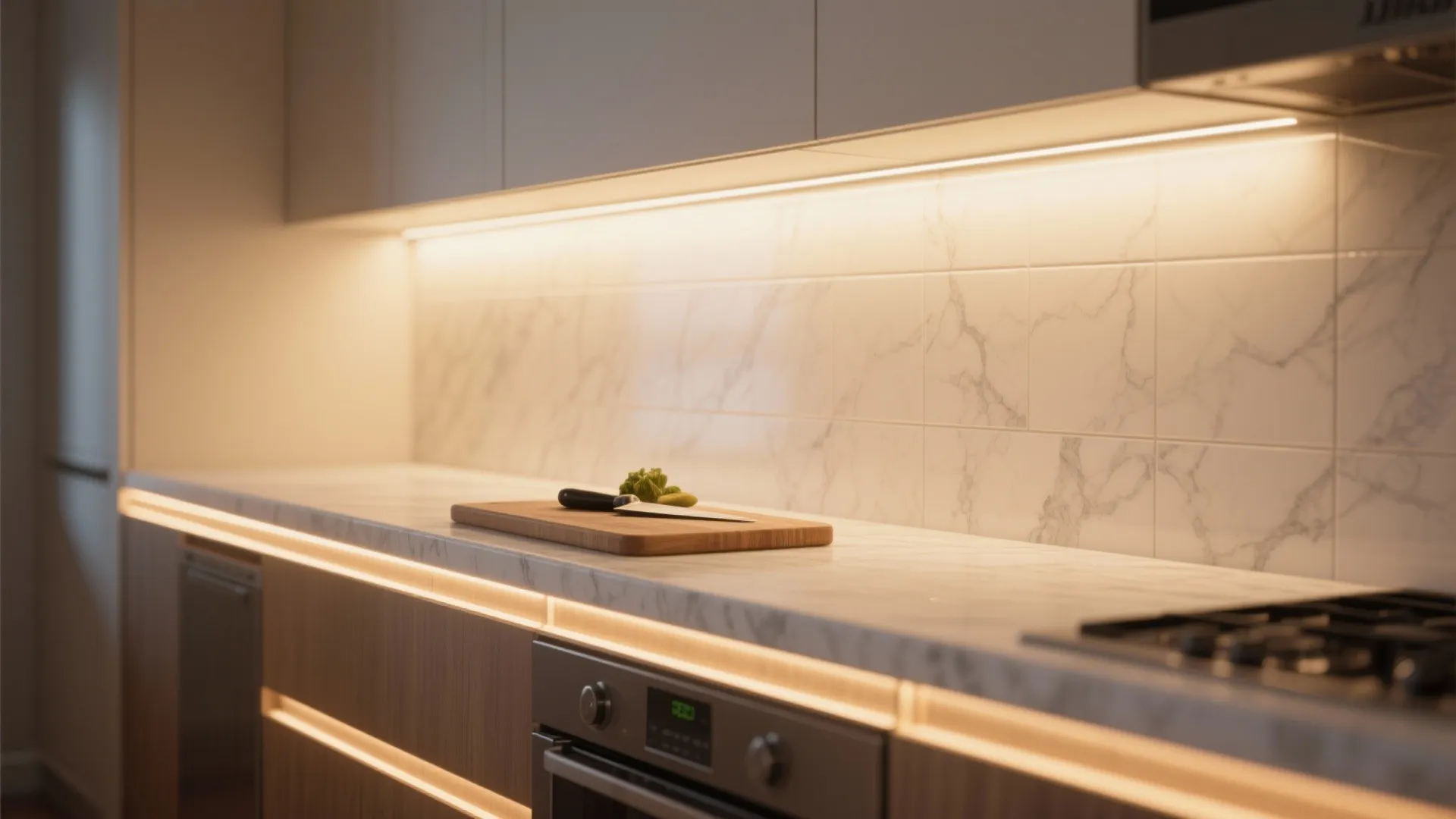 1. Under-cabinet LED strips for task clarity