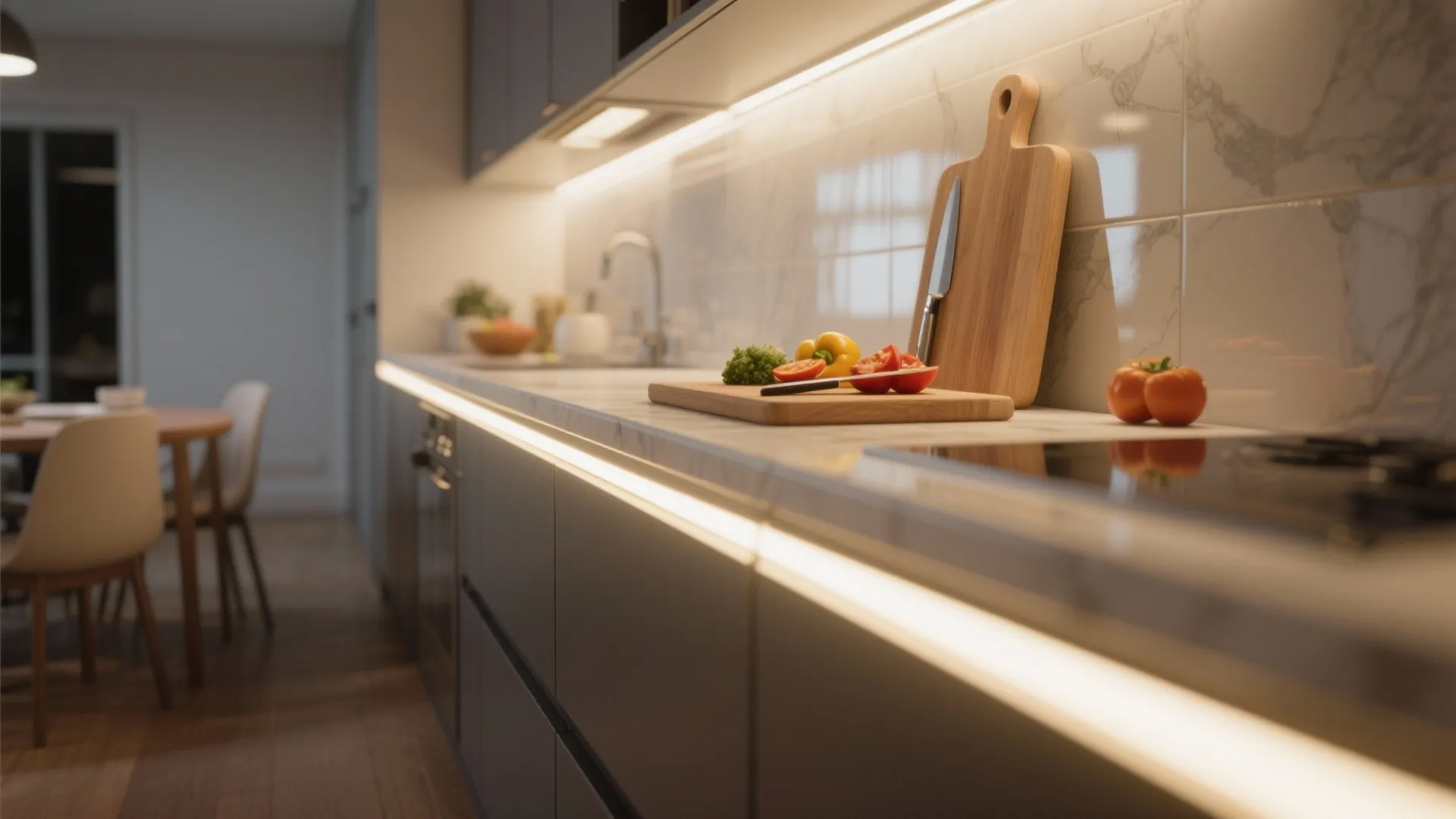 3. Under-cabinet strips to brighten work and dining edges