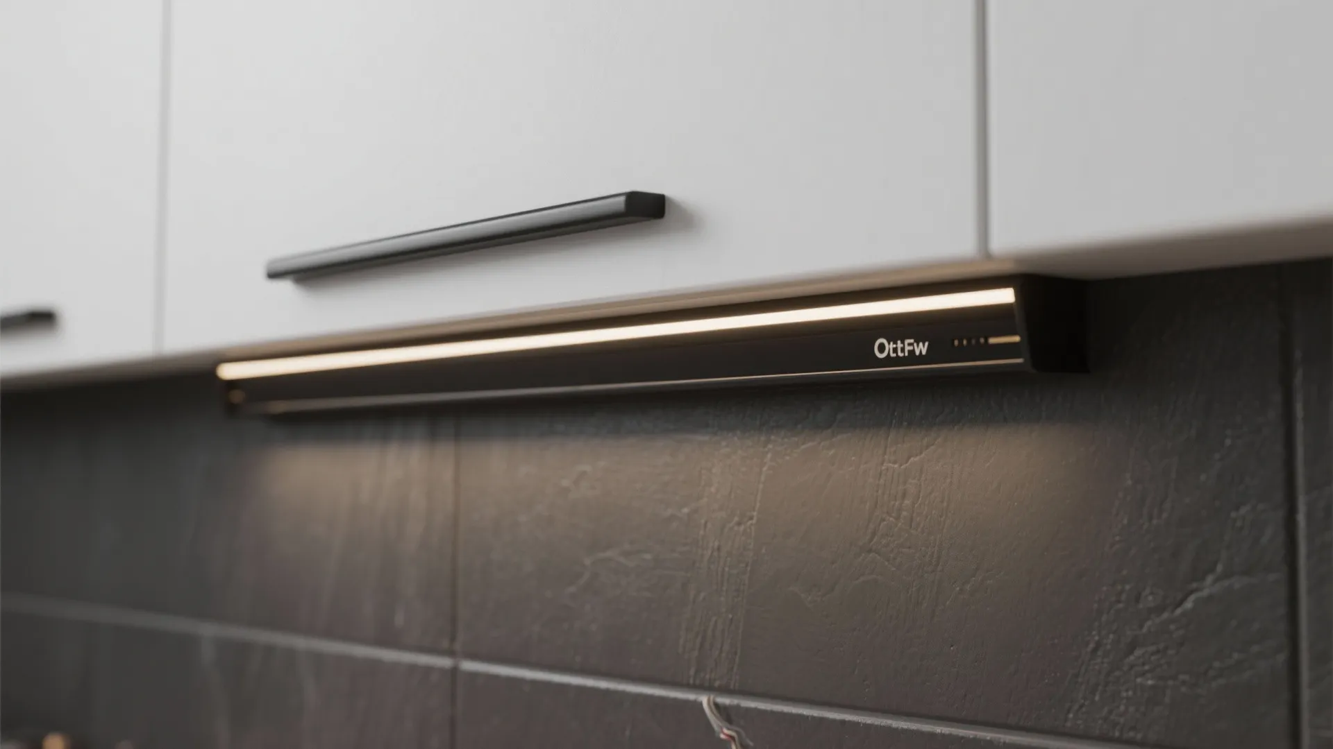 3. Slim black under-cabinet LED strips