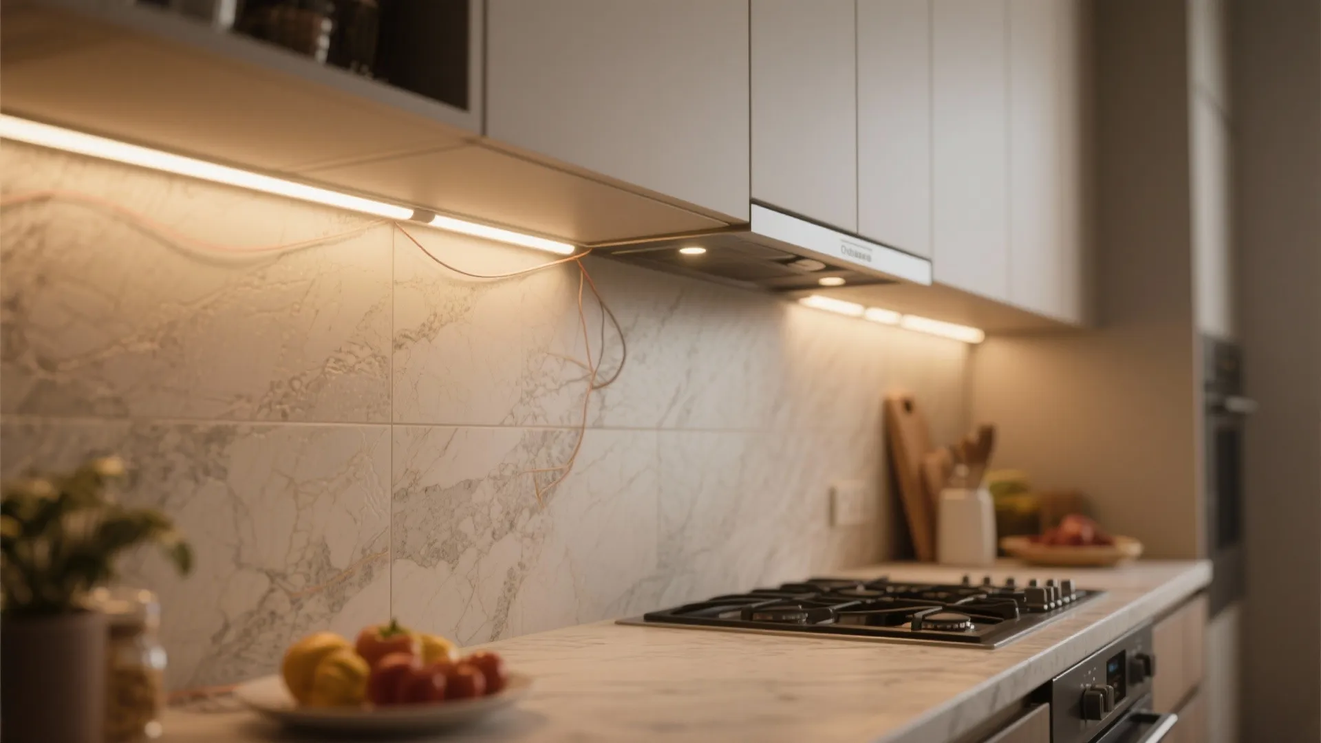 2. Under-cabinet LED strips for flawless task light