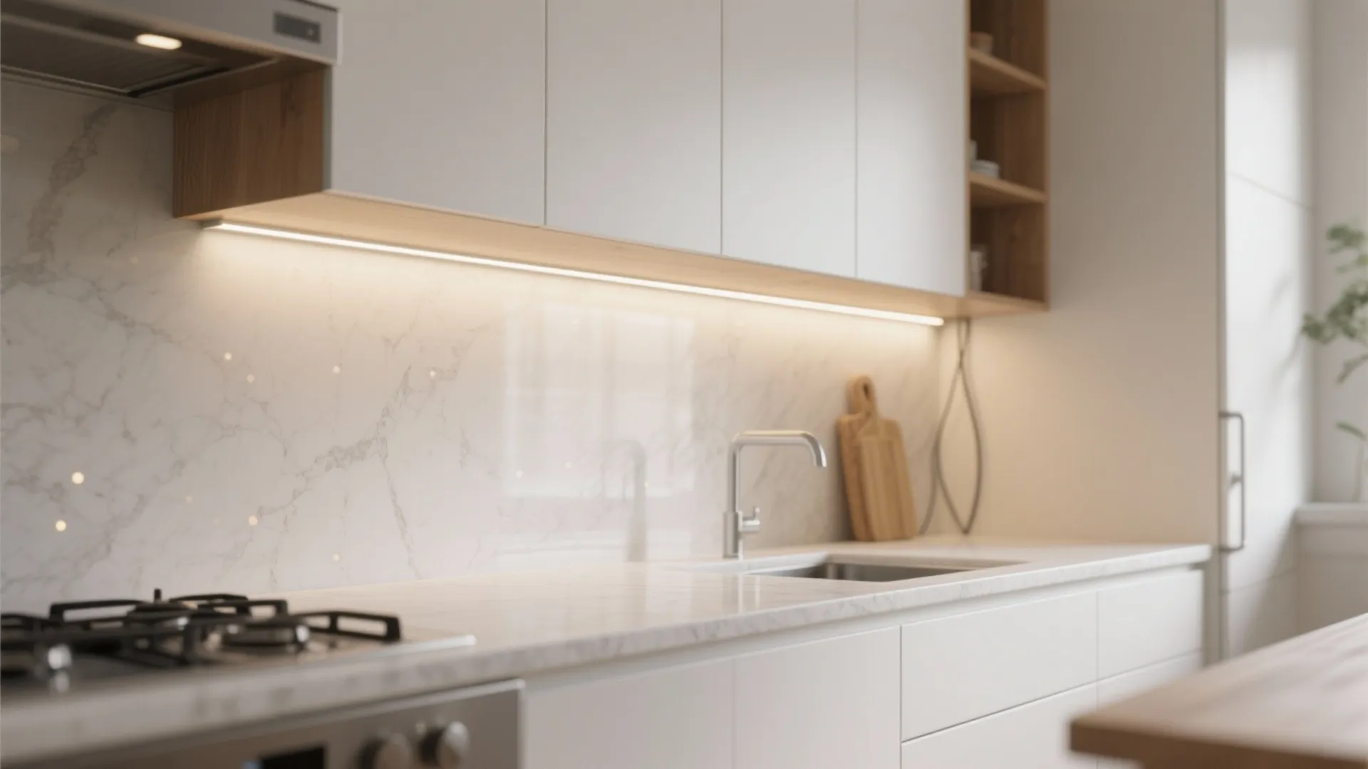 Minimalist under-cabinet task lighting