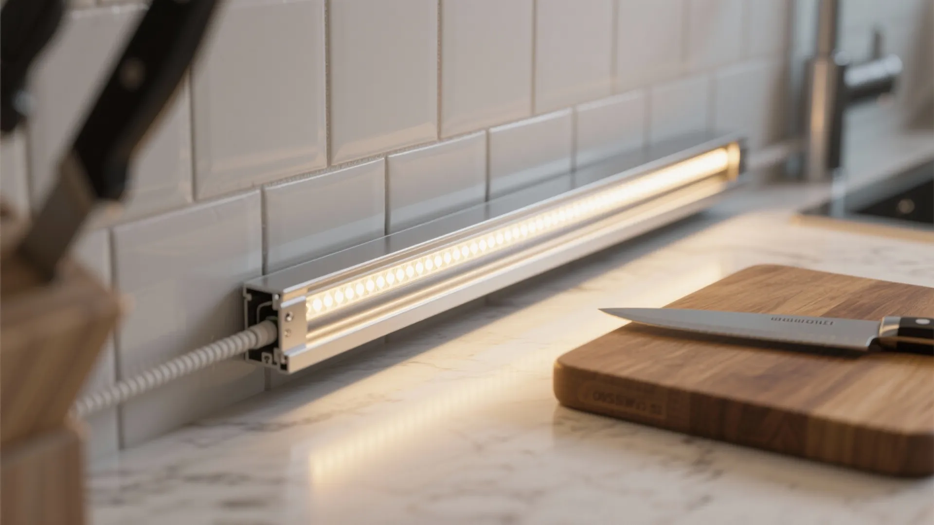 Under-Cabinet LED Strips for Shadow-Free Counters