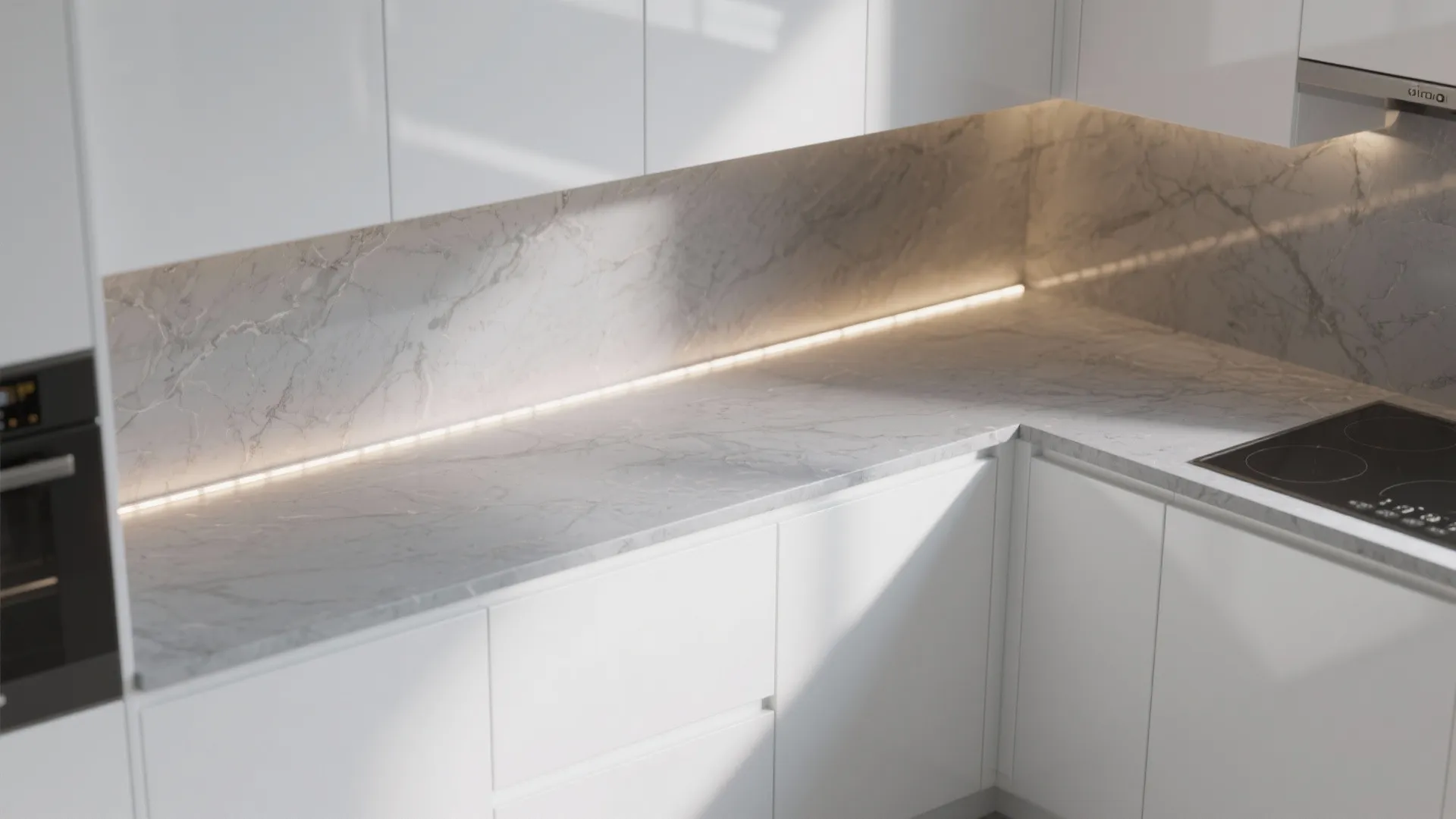 3. Under-cabinet lighting to enliven white cabinetry