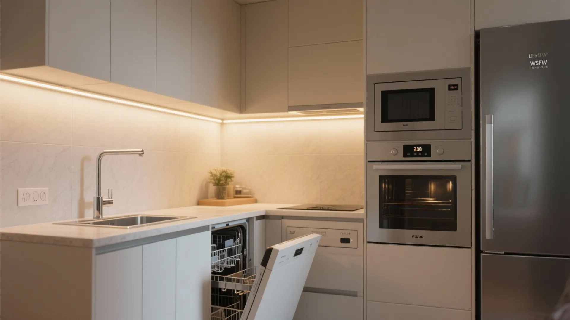 Under-Cabinet Lighting and Slim Appliances for Small Kitchens