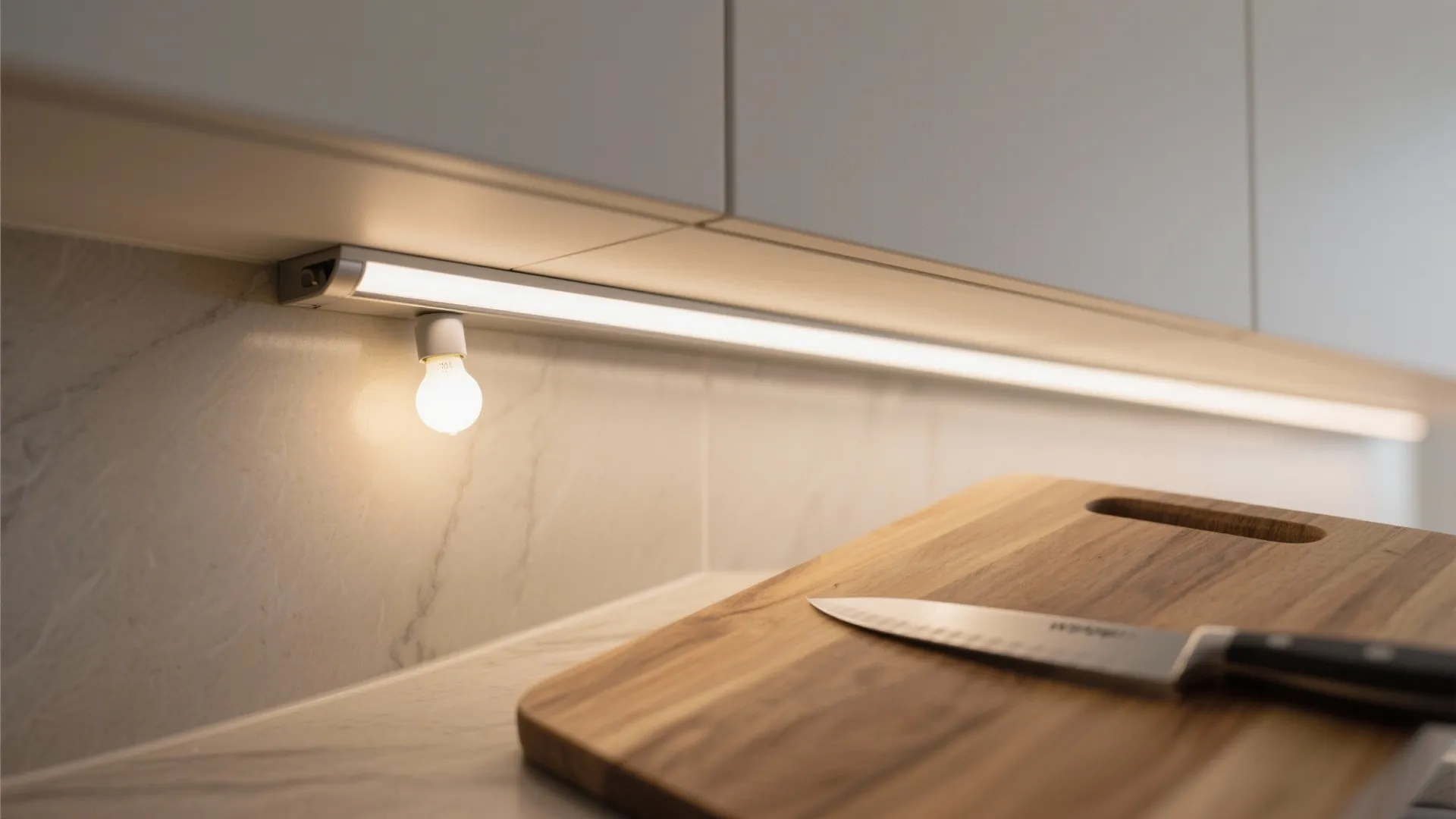 Idea 1: Minimalist under-cabinet bulb light for task clarity