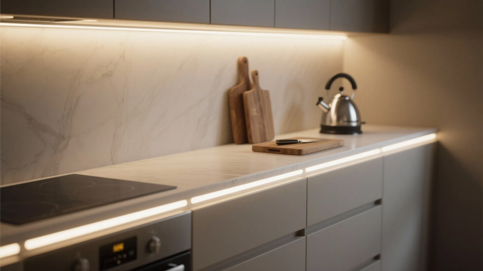 2. Under-cabinet LED strips for task clarity
