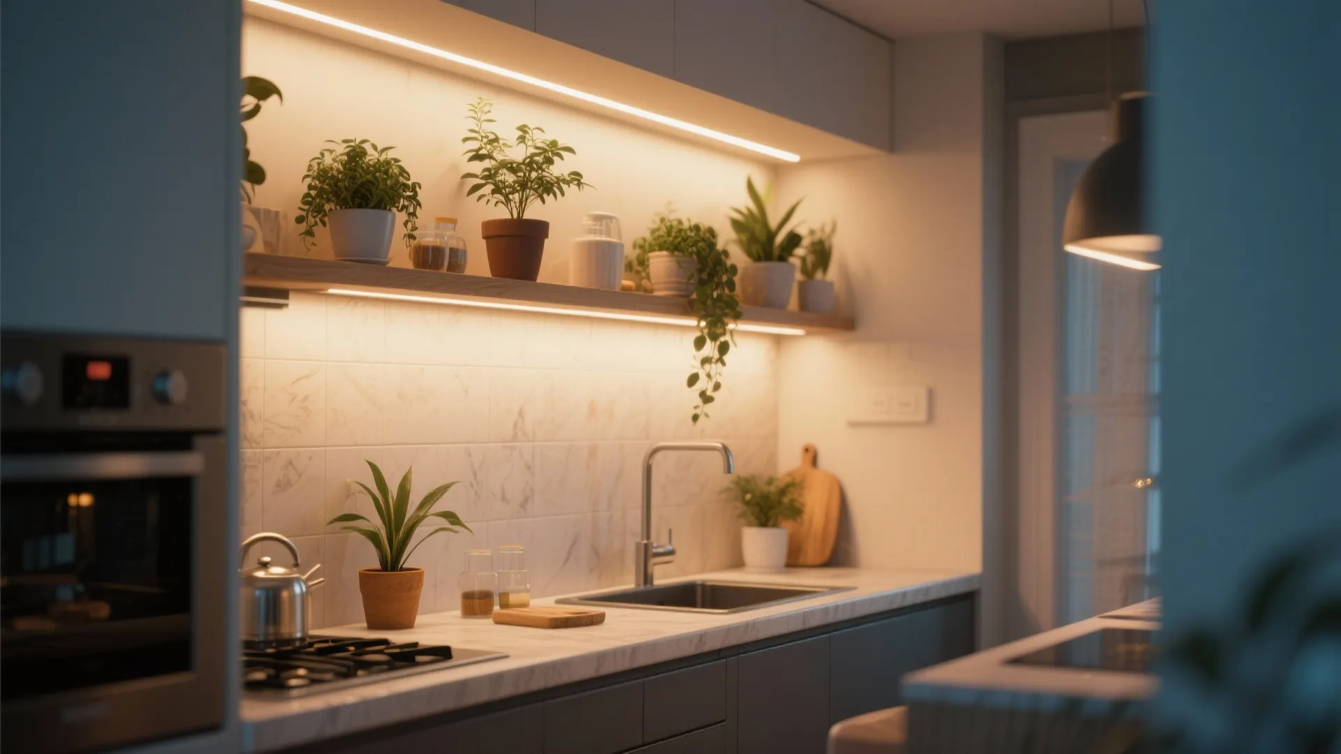 6. Under-Ceiling Shelf Lighting