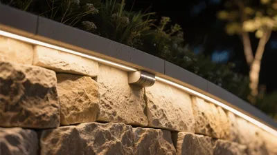 Outdoor Stone Wall Lighting Design