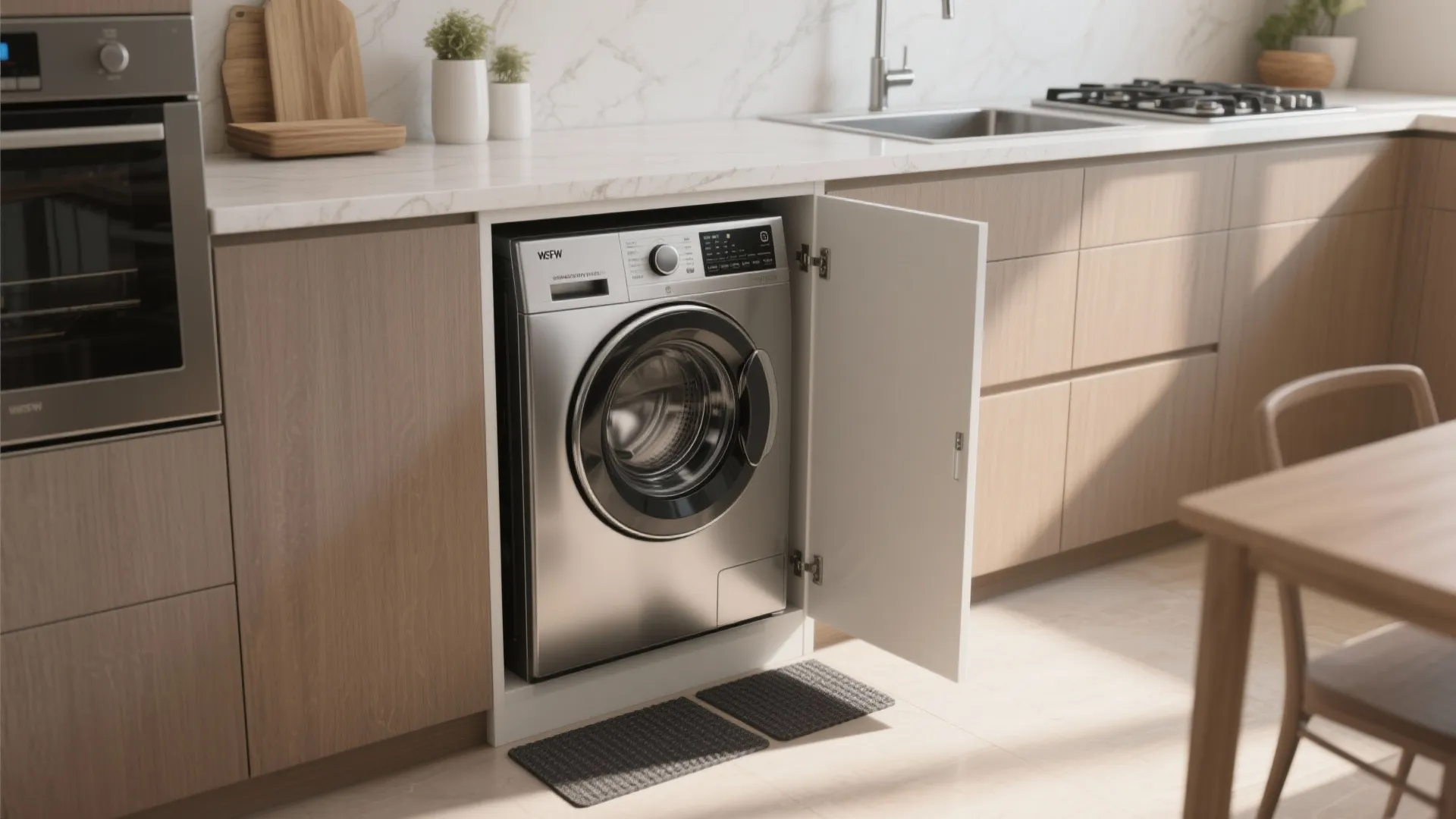 2. Fit a washer under the kitchen counter