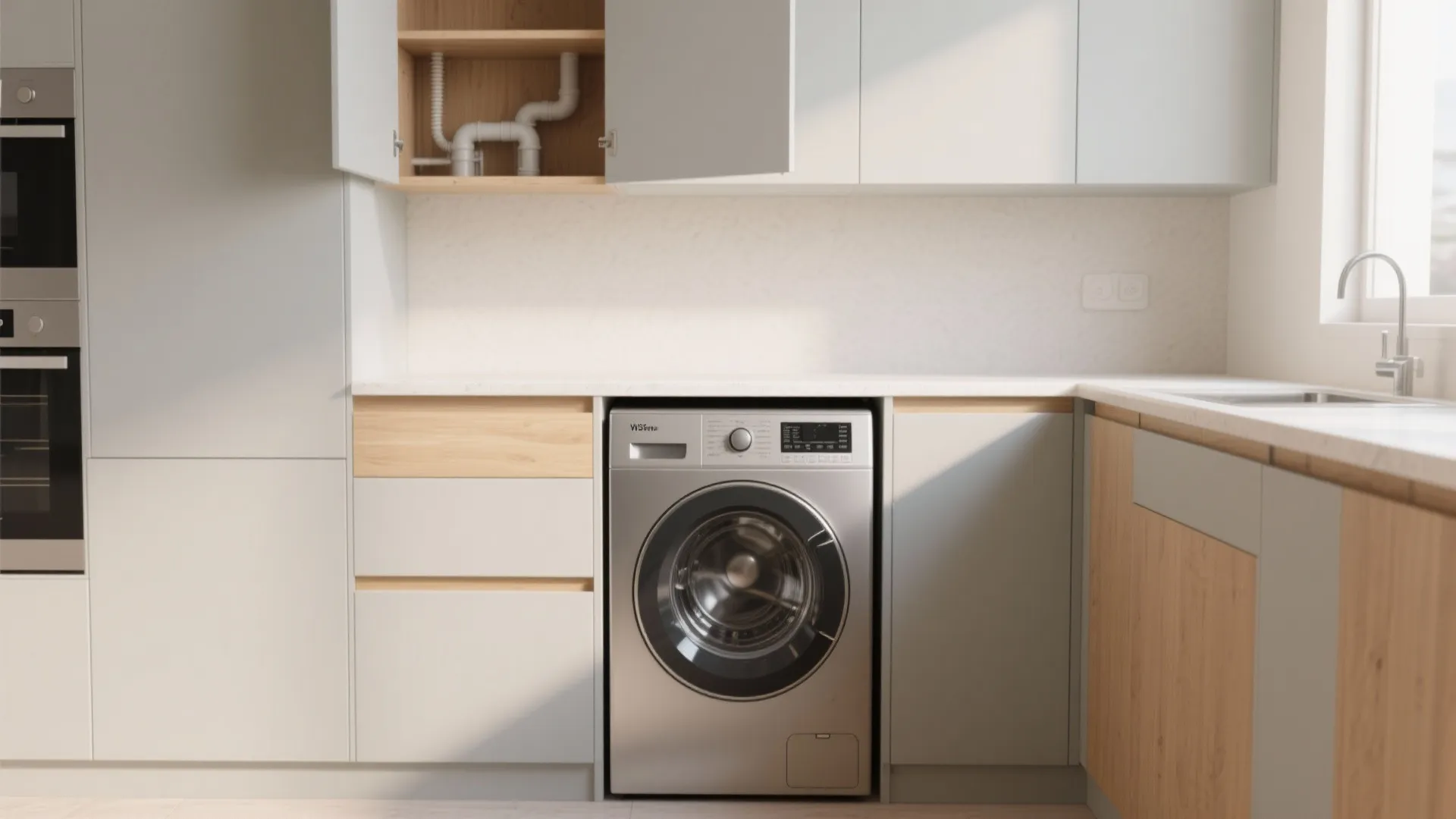 2. Washer under a countertop