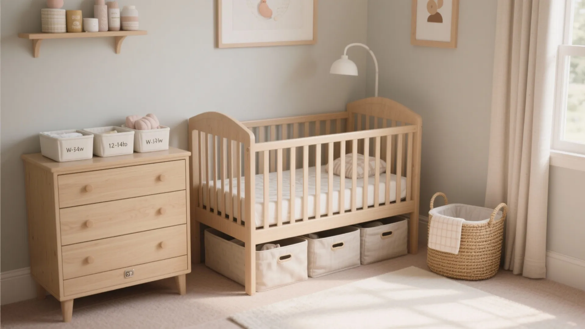 Under-crib storage + slim dresser combo