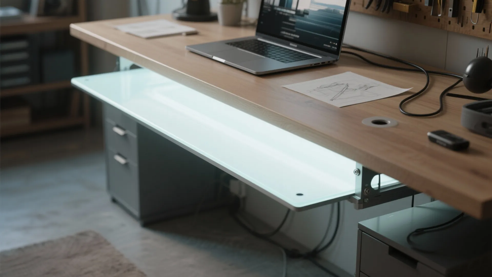 4. Under-table diffused panel for multi-use desks