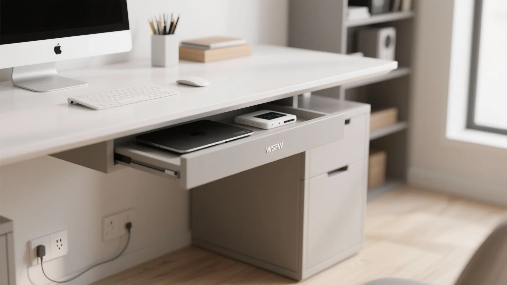 8. Under-Desk Pull-Out Shelves