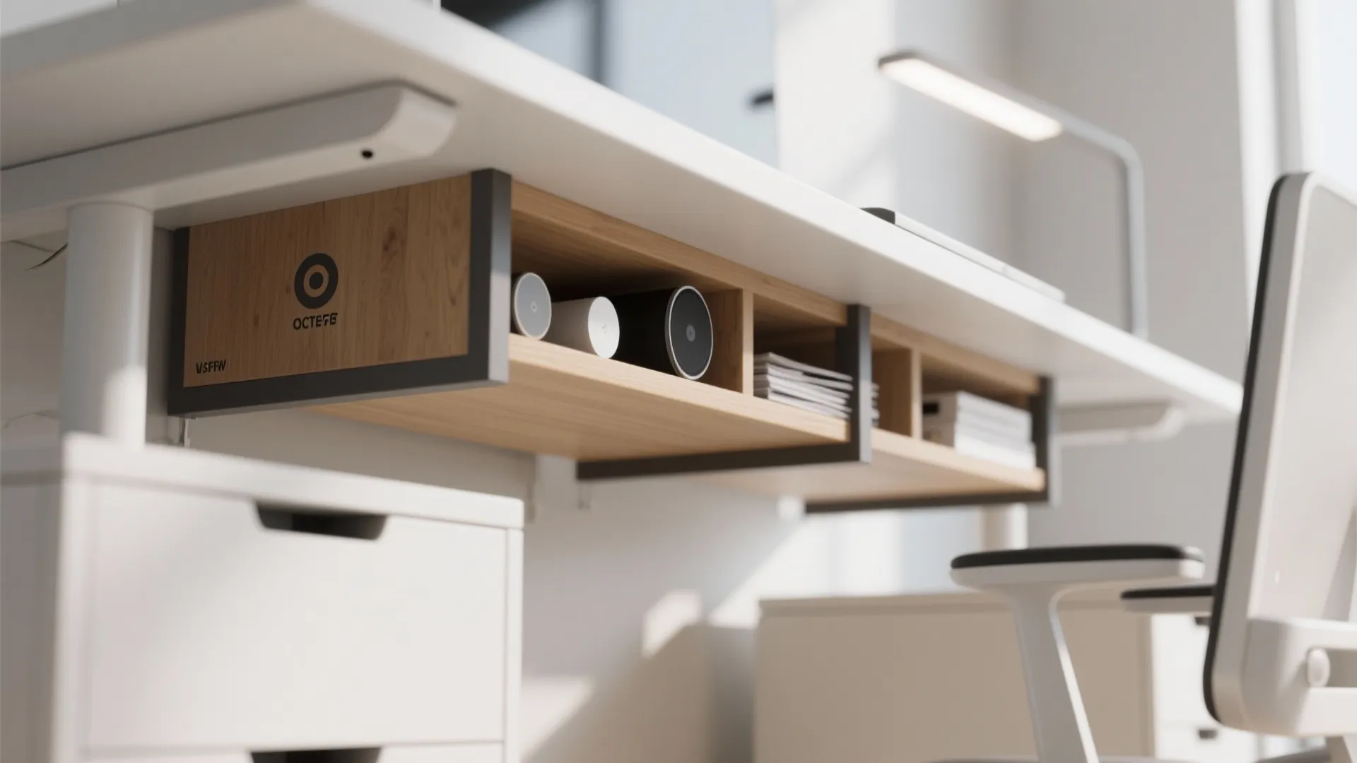 7. Under-Desk Suspended Shelves