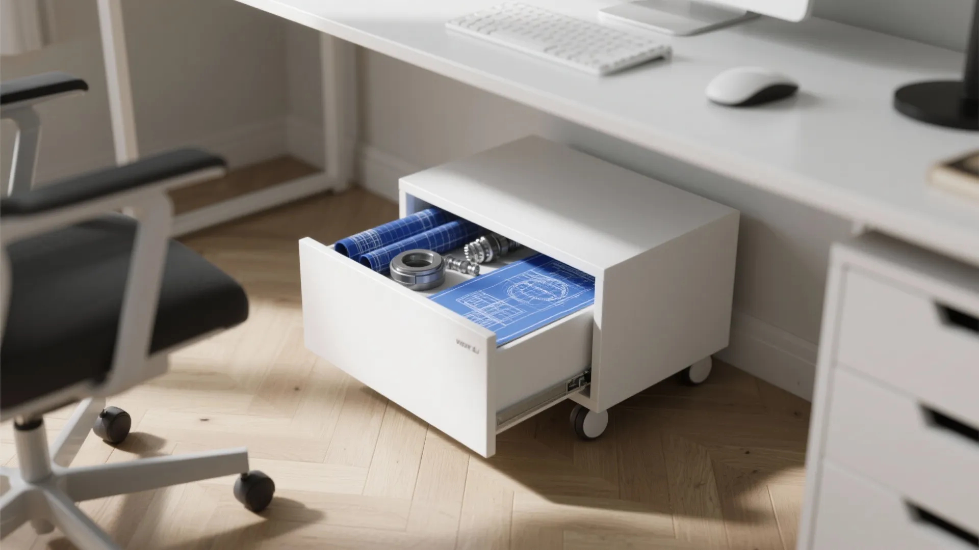 4. Under-Desk Rolling Storage