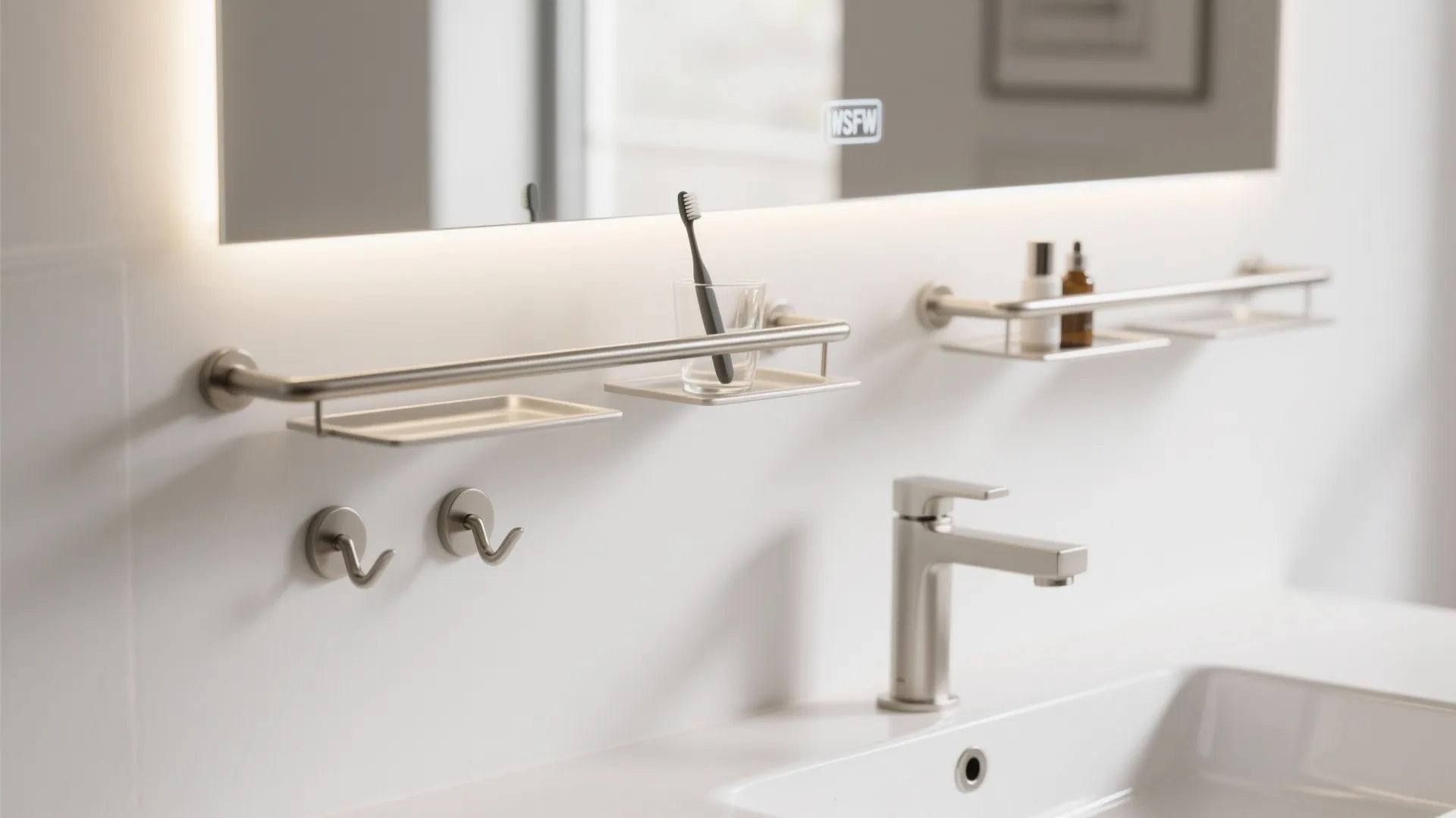 Under-Mirror Rail With Slim Tray Shelves