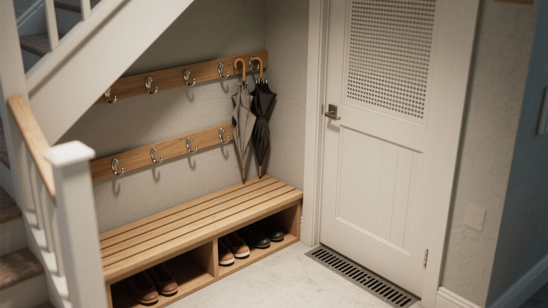 Idea 1: Turn the under-stair void into a micro mudroom