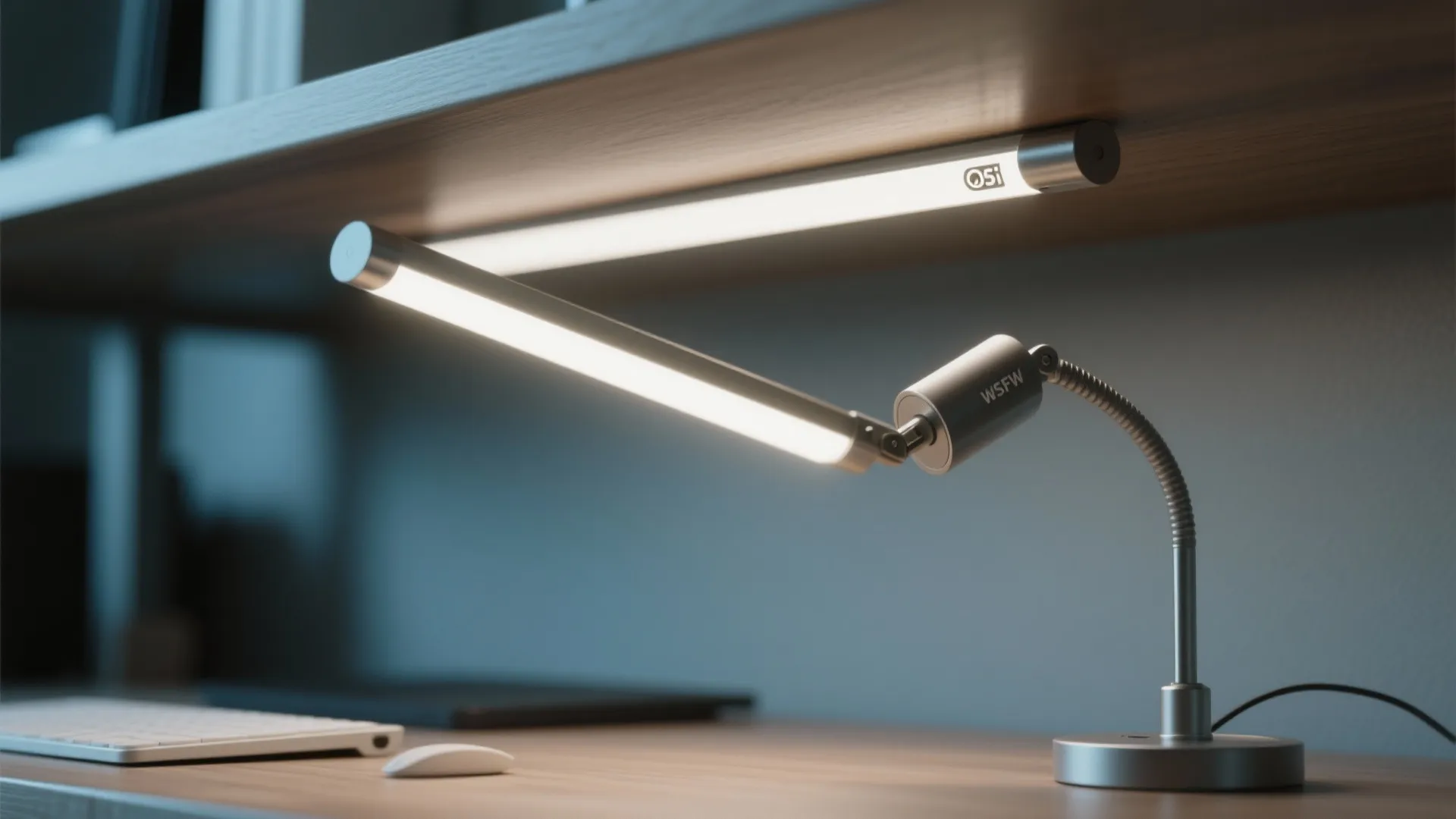 Task lighting layers: under-shelf LEDs and pivot heads