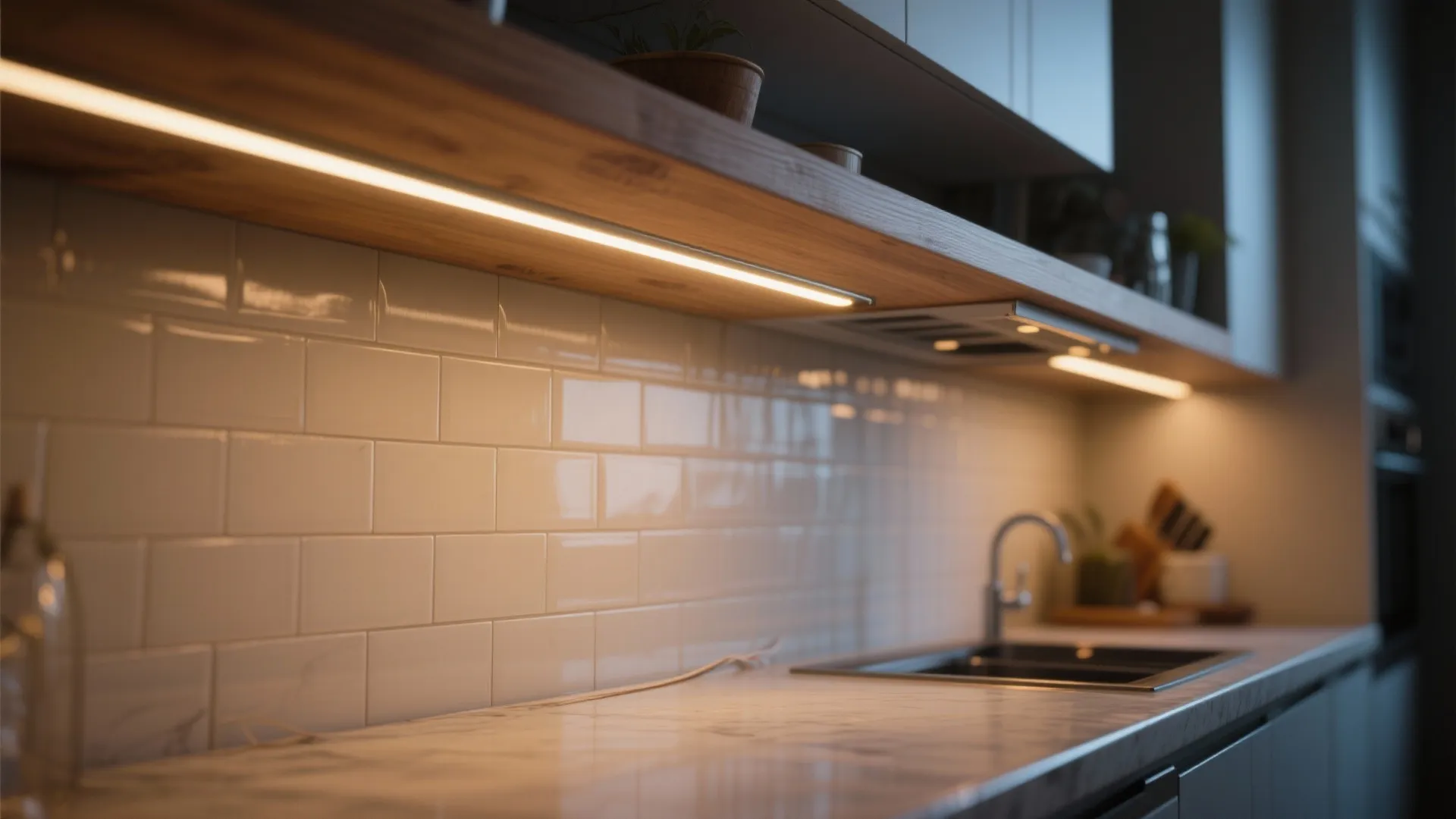 3. Integrated under-shelf lighting for function and mood