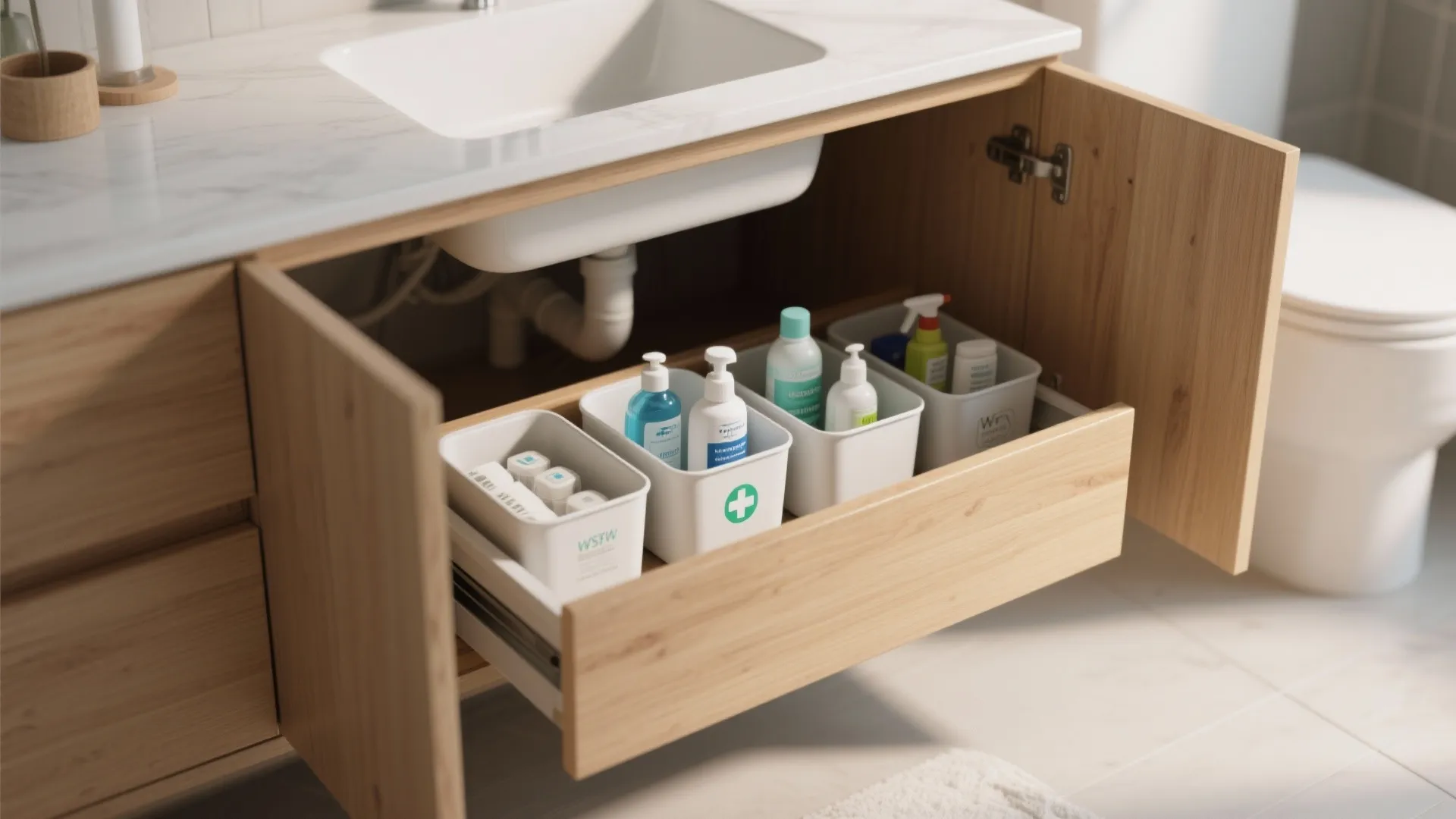 5. Under-Sink Sliding Drawers