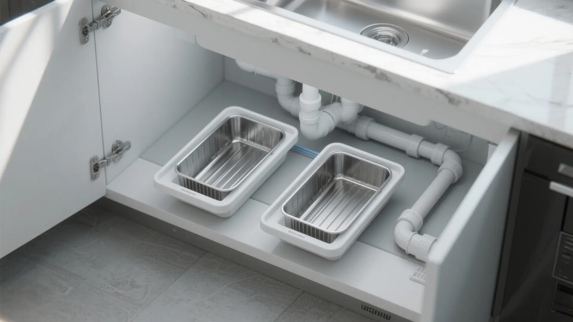 3) Dual-bin under-sink pull tray