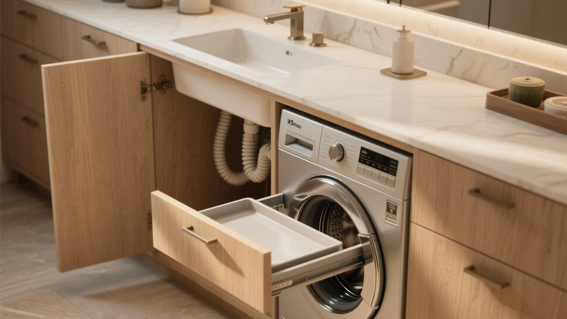 2. Under-sink washer: Dual-purpose vanity